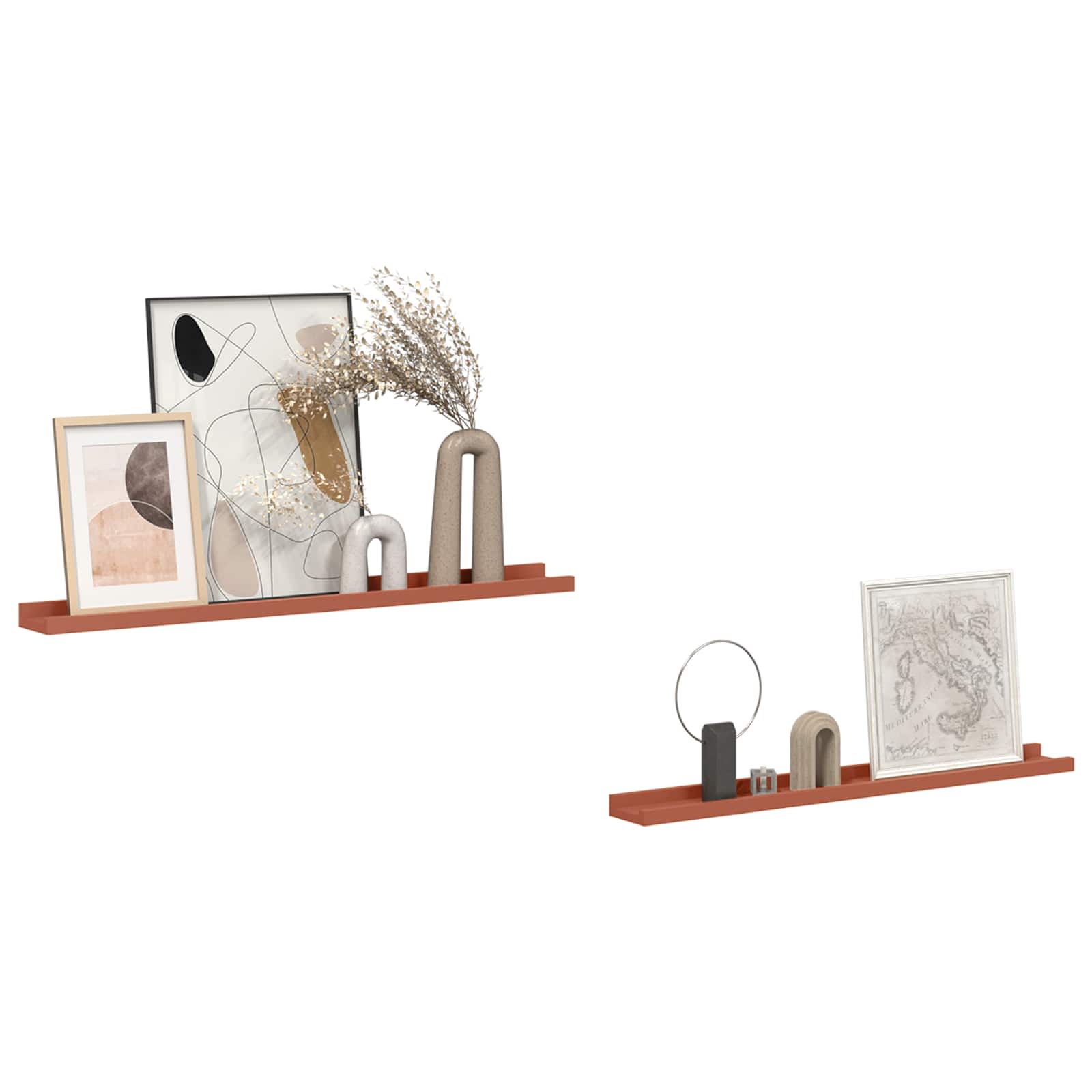 Sieninė lentyna Sieninis 2 pcs Raudona 80 x 9 x 3 cm