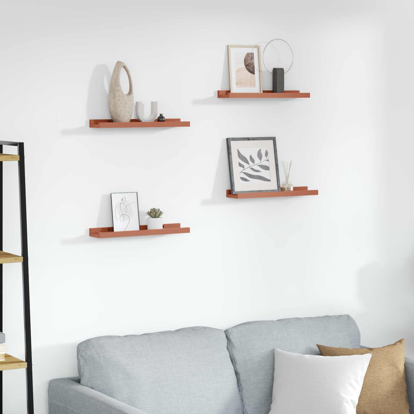 Sieninė lentyna 4 pcs Raudona 40 x 9 x 3 cm Apdirbta mediena