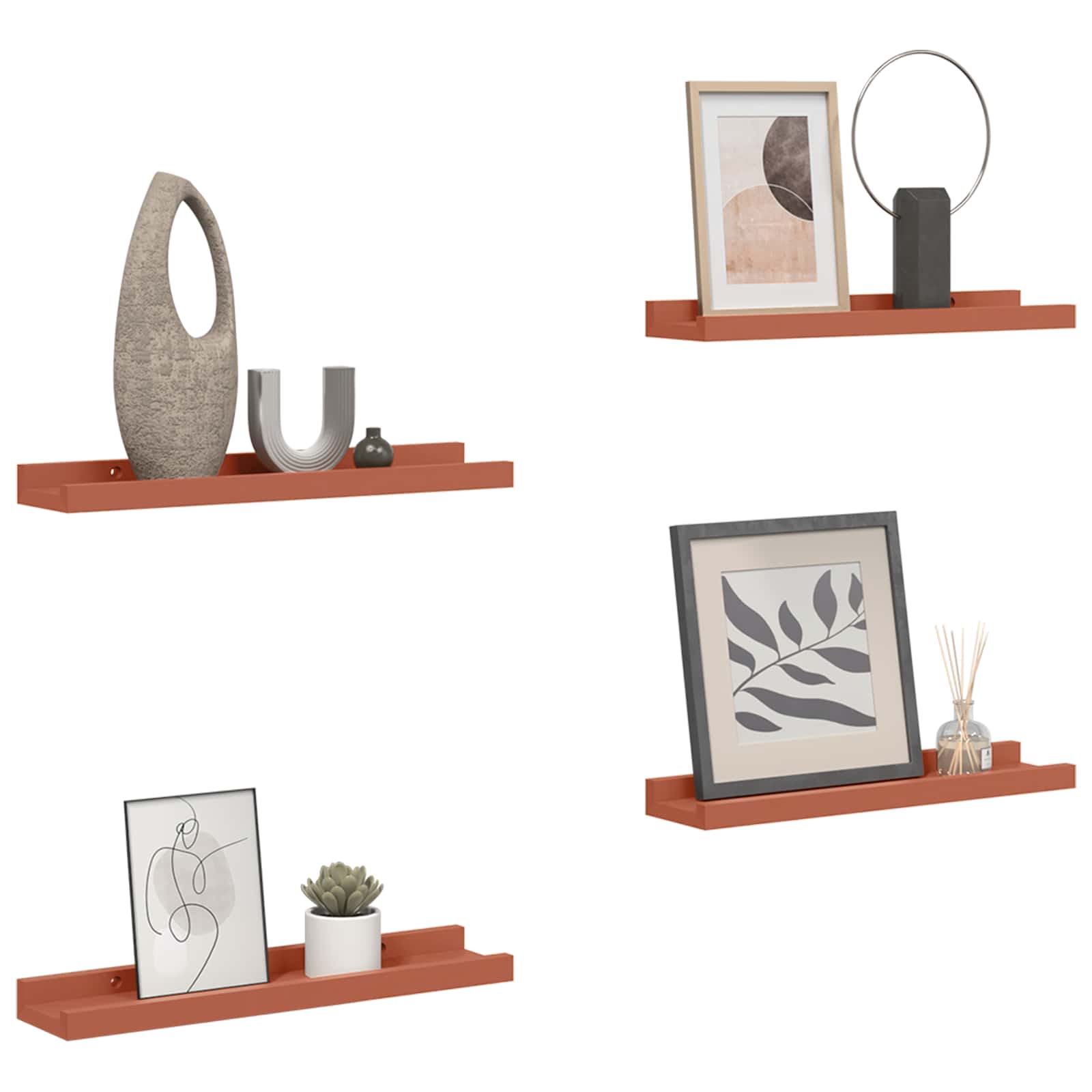 Sieninė lentyna 4 pcs Raudona 40 x 9 x 3 cm Apdirbta mediena