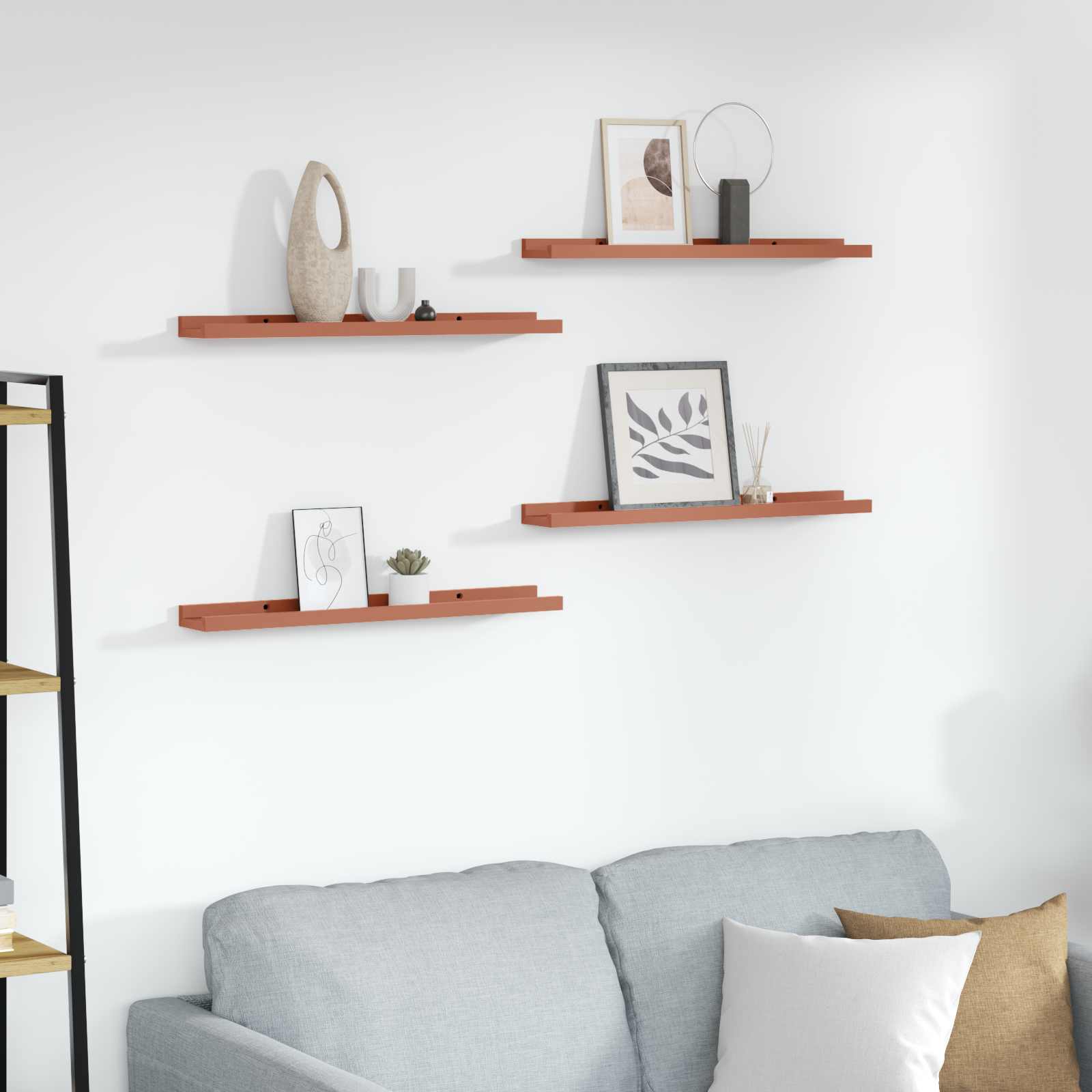 Sieninė lentyna 4 pcs Raudona 60 x 9 x 3 cm Apdirbta mediena