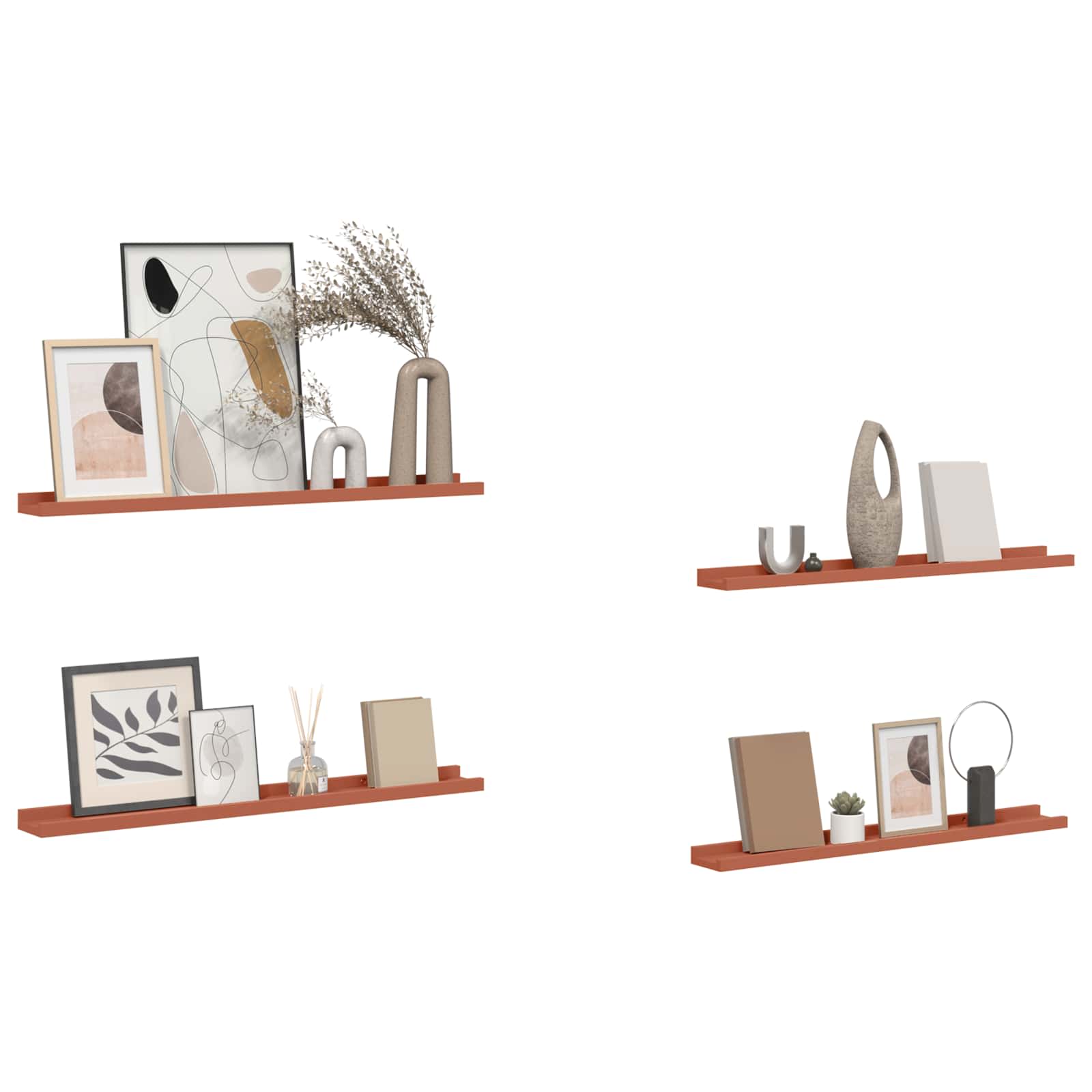 Sieninė lentyna Sieninis 4 pcs Raudona 80 x 9 x 3 cm
