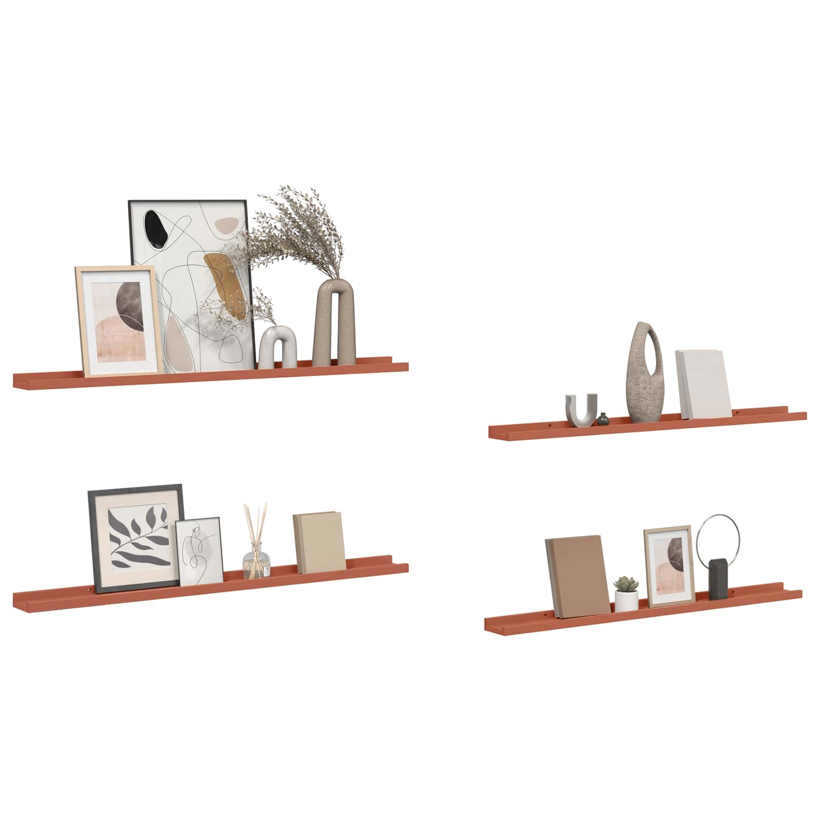 Sieninė lentyna 4 pcs Raudona 100 x 9 x 3 cm Apdirbta mediena