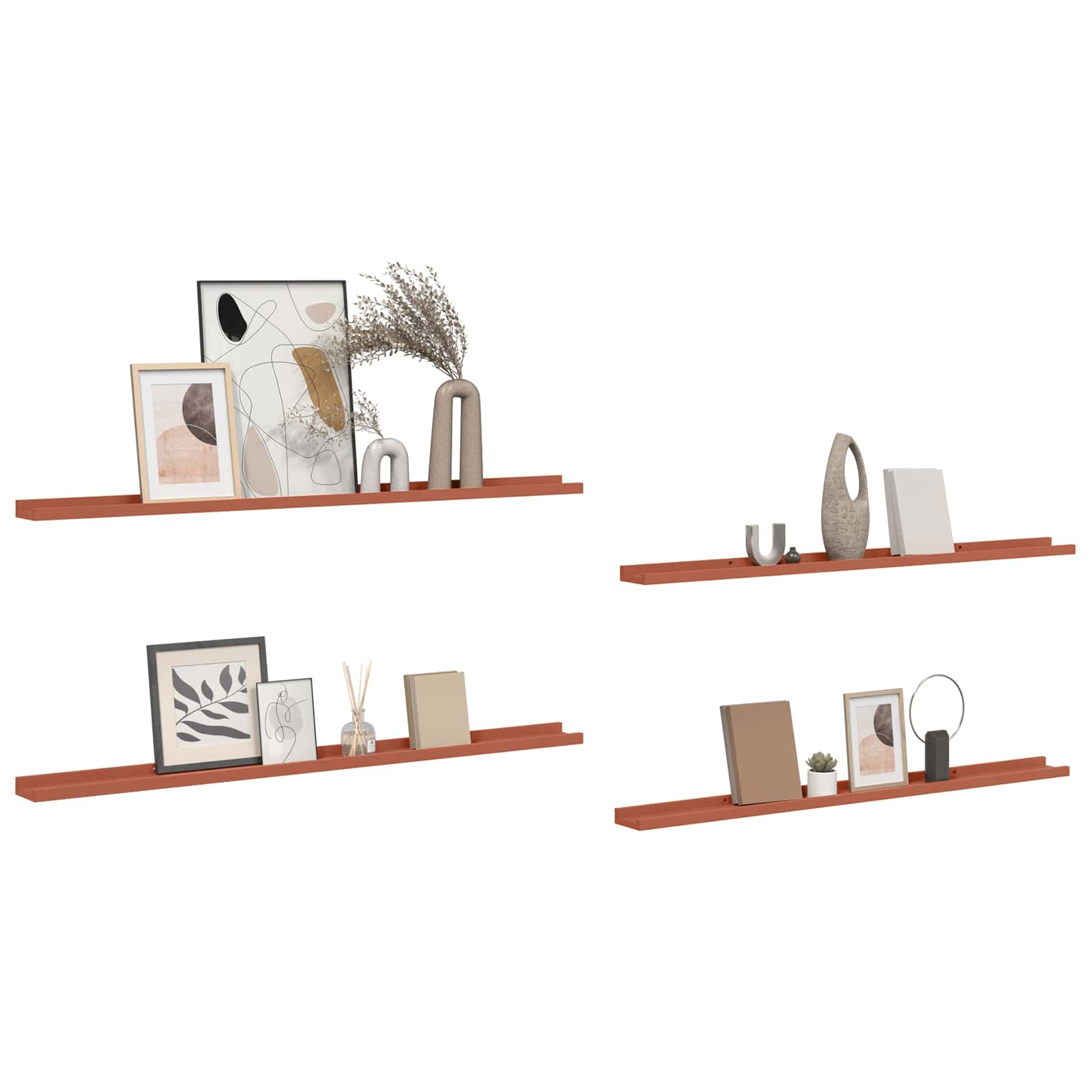 Sieninė lentyna Sieninis 4 pcs Raudona 115 x 9 x 3 cm