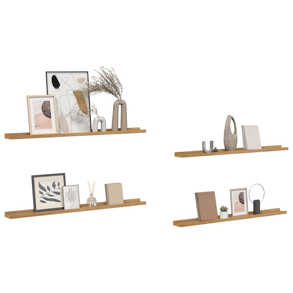 Wall Shelves 4 pcs Brown 100 x 9 x 3 cm Engineered wood