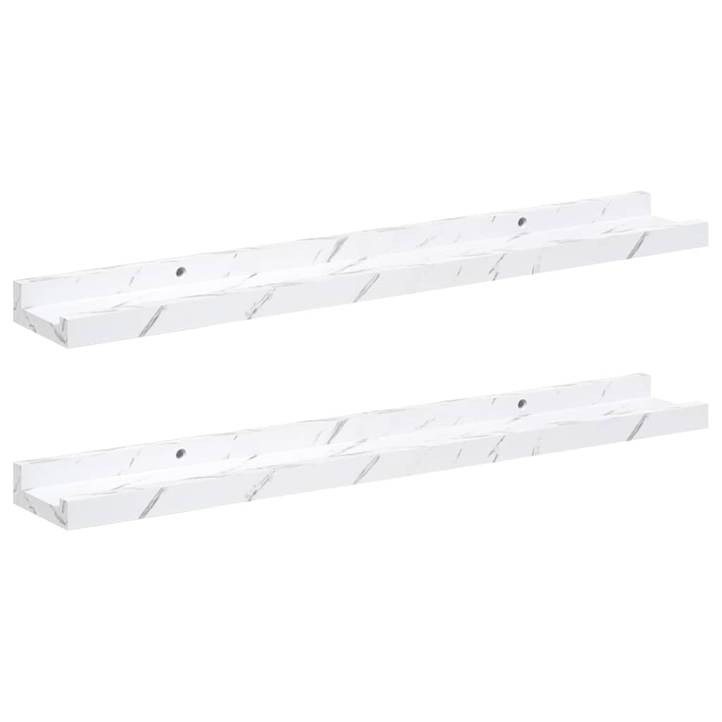 Sieninė lentyna Sieninis 2 pcs Balti marmuro 60 x 9 x 3 cm