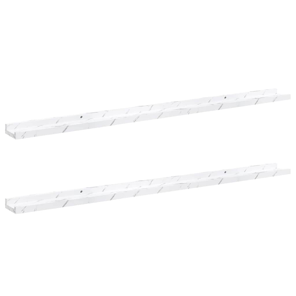 Sieninė lentyna Sieninis 2 pcs Balti marmuro 115 x 9 x 3 cm