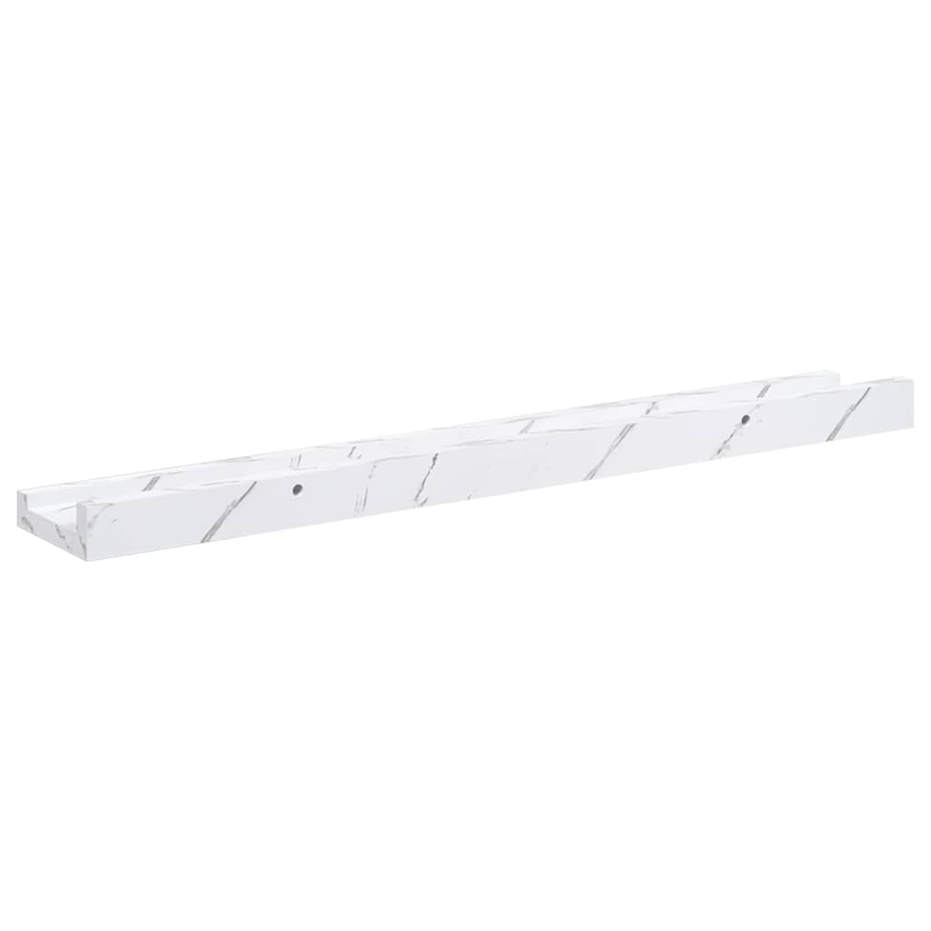 Sieninė lentyna su lentyna 4 pcs Balti marmuro 60 x 9 x 3 cm