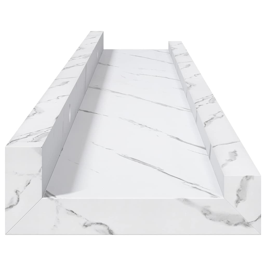Sieninė lentyna su lentyna 4 pcs Balti marmuro 60 x 9 x 3 cm