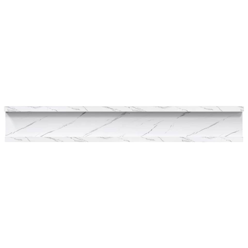 Sieninė lentyna su lentyna 4 pcs Balti marmuro 60 x 9 x 3 cm