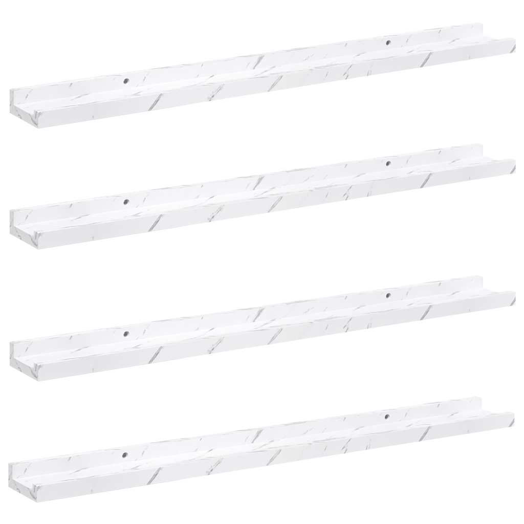 Sieninė lentyna Sieninis 4 pcs Balti marmuro 80 x 9 x 3 cm