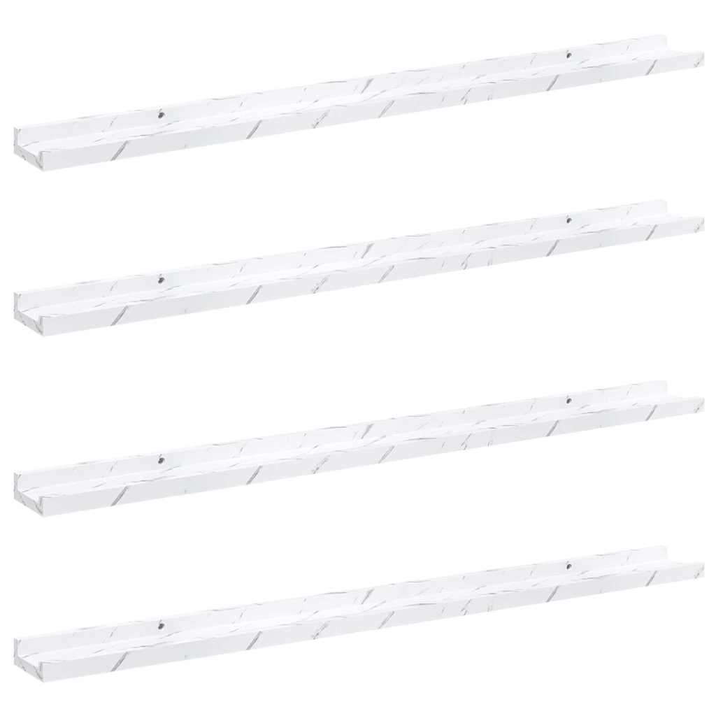 Sieninė lentyna su lentyna 4 pcs Balti marmuro 100 x 9 x 3 cm