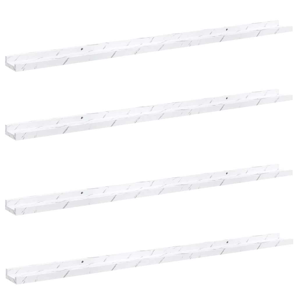 Sieninės lentynos su lentyna 4 pcs Balti marmuro 115 x 9 x 3 cm