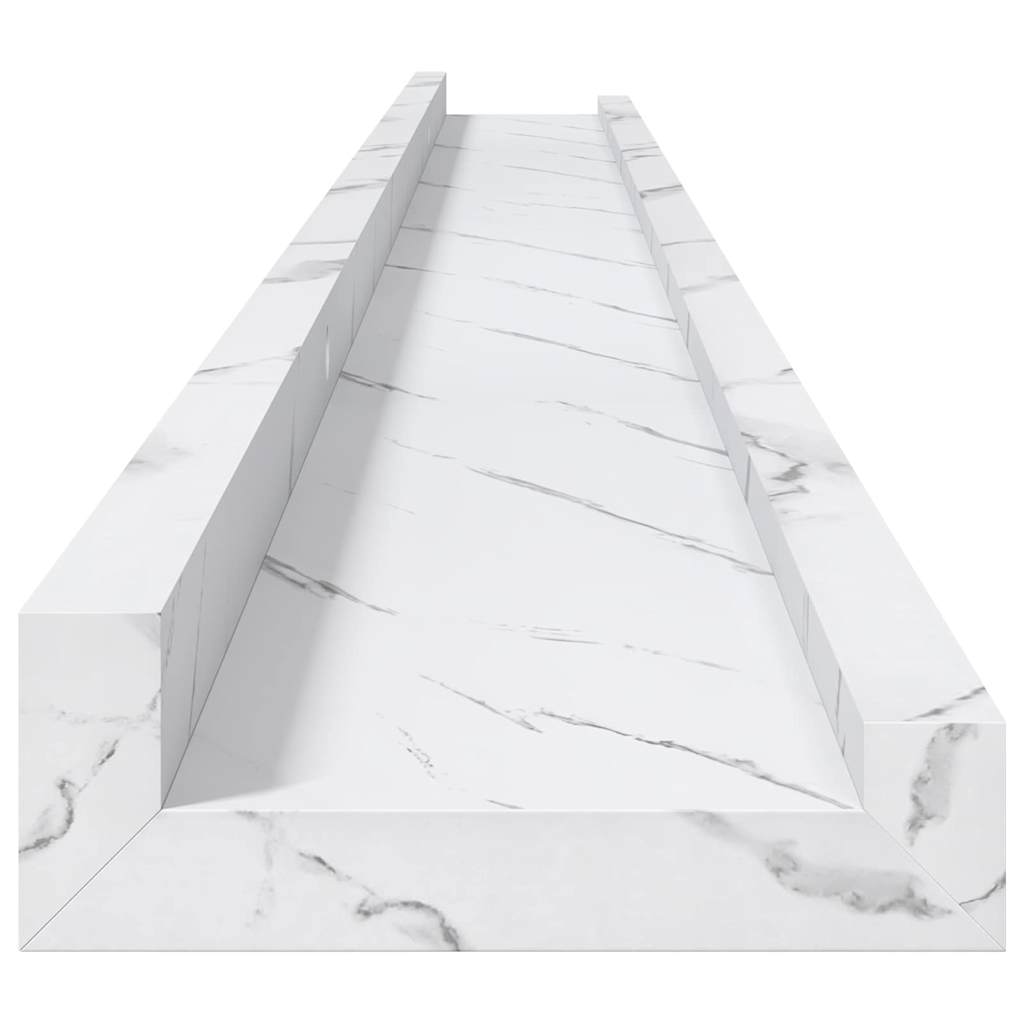 Sieninės lentynos su lentyna 4 pcs Balti marmuro 115 x 9 x 3 cm