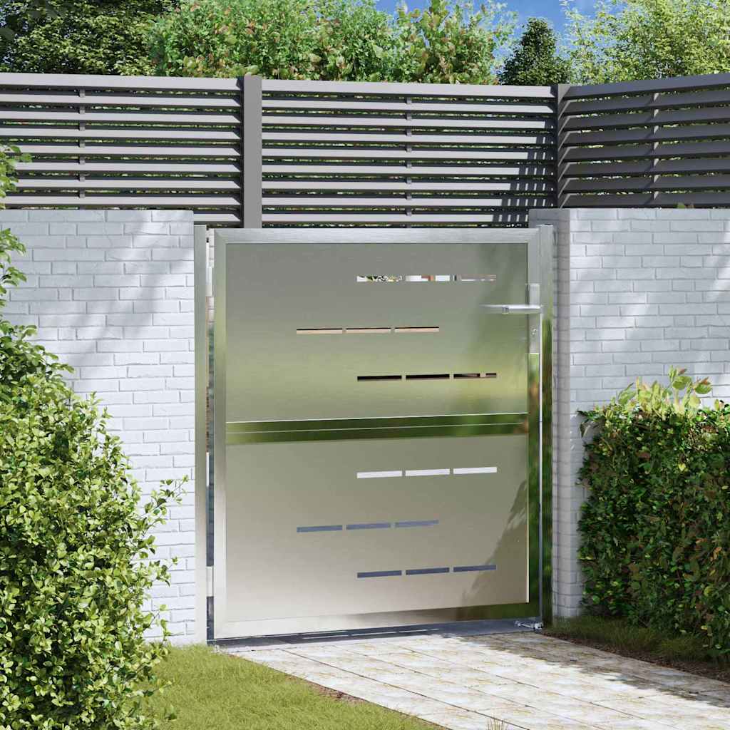 Garden Gate with Lock Silver 96 x 100 cm Stainless Steel