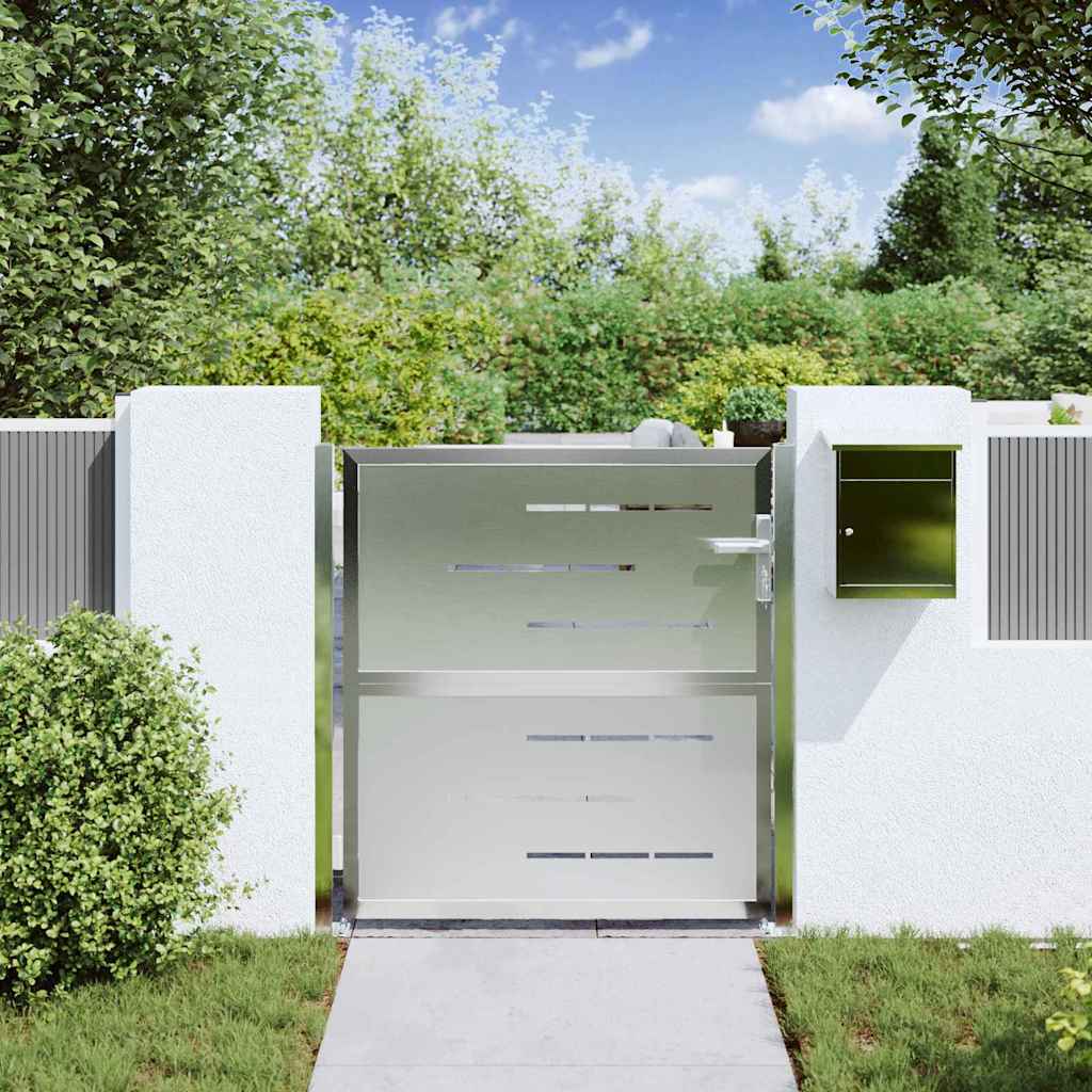 Garden Gate with Lock Silver 96 x 100 cm Stainless Steel