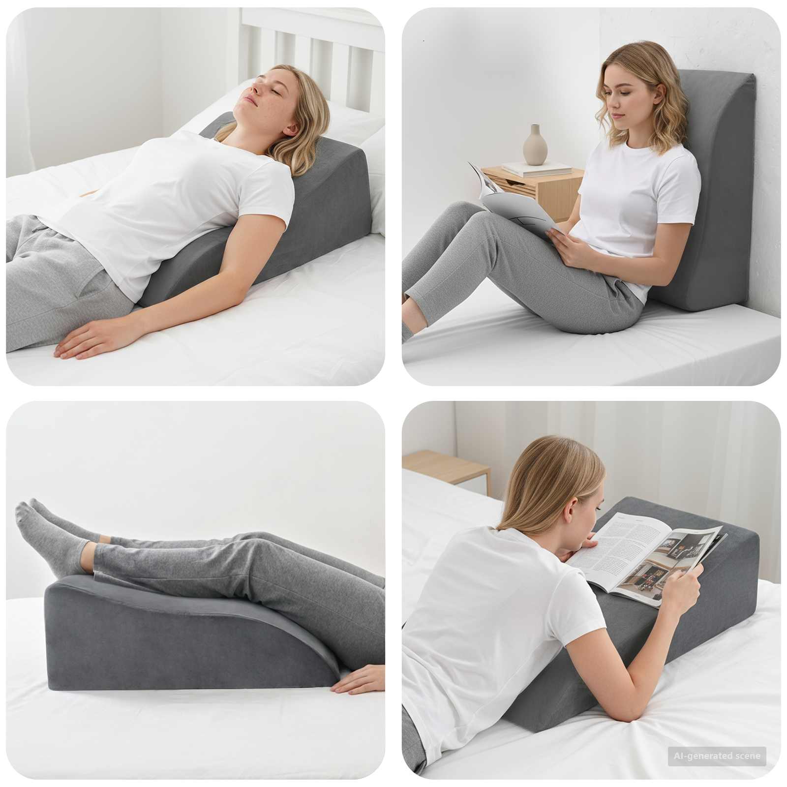 Koja pagalvė 68 x 41 x 21 cm PU putos Pilka