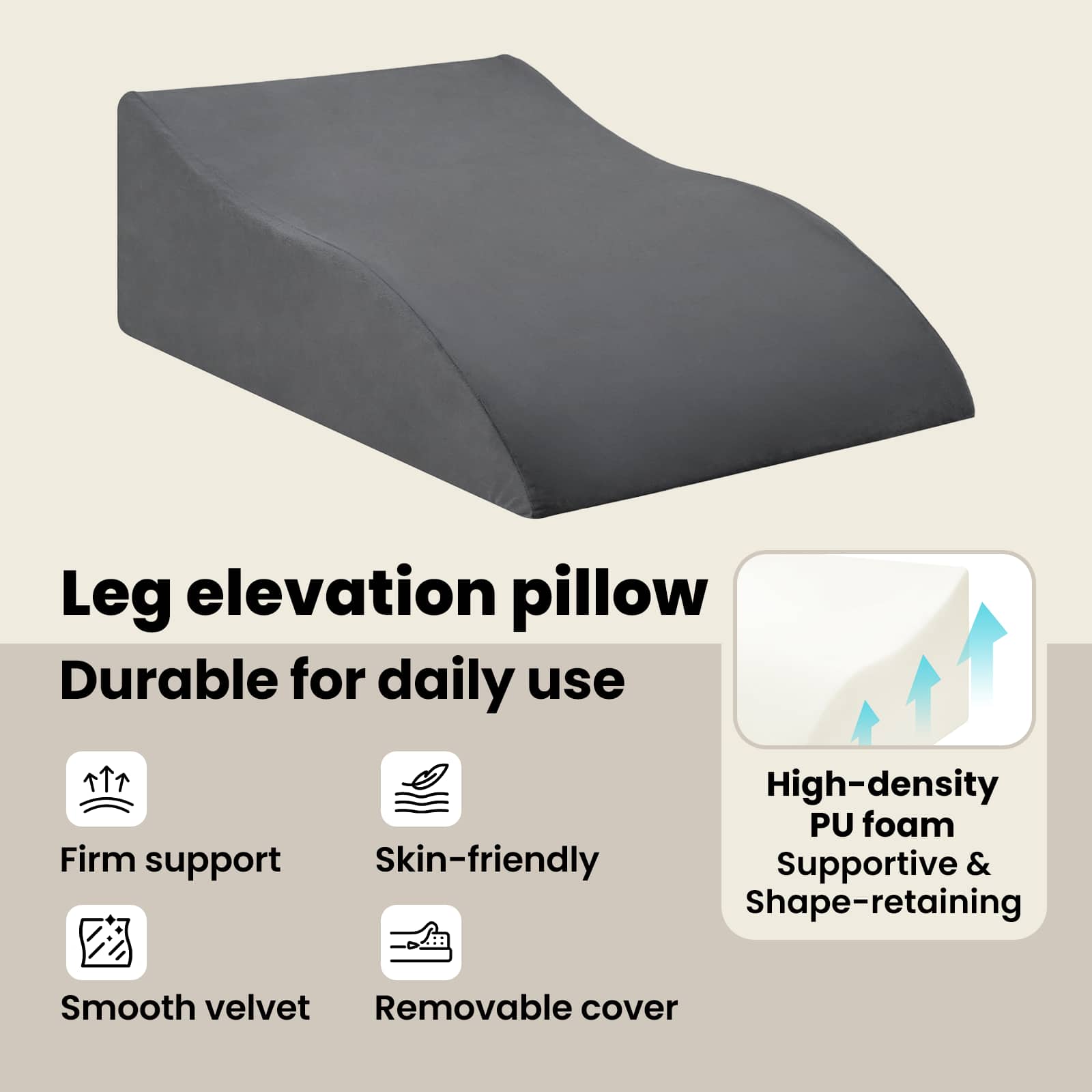 Knee Pillow Gray 68 x 40 x 18 cm
