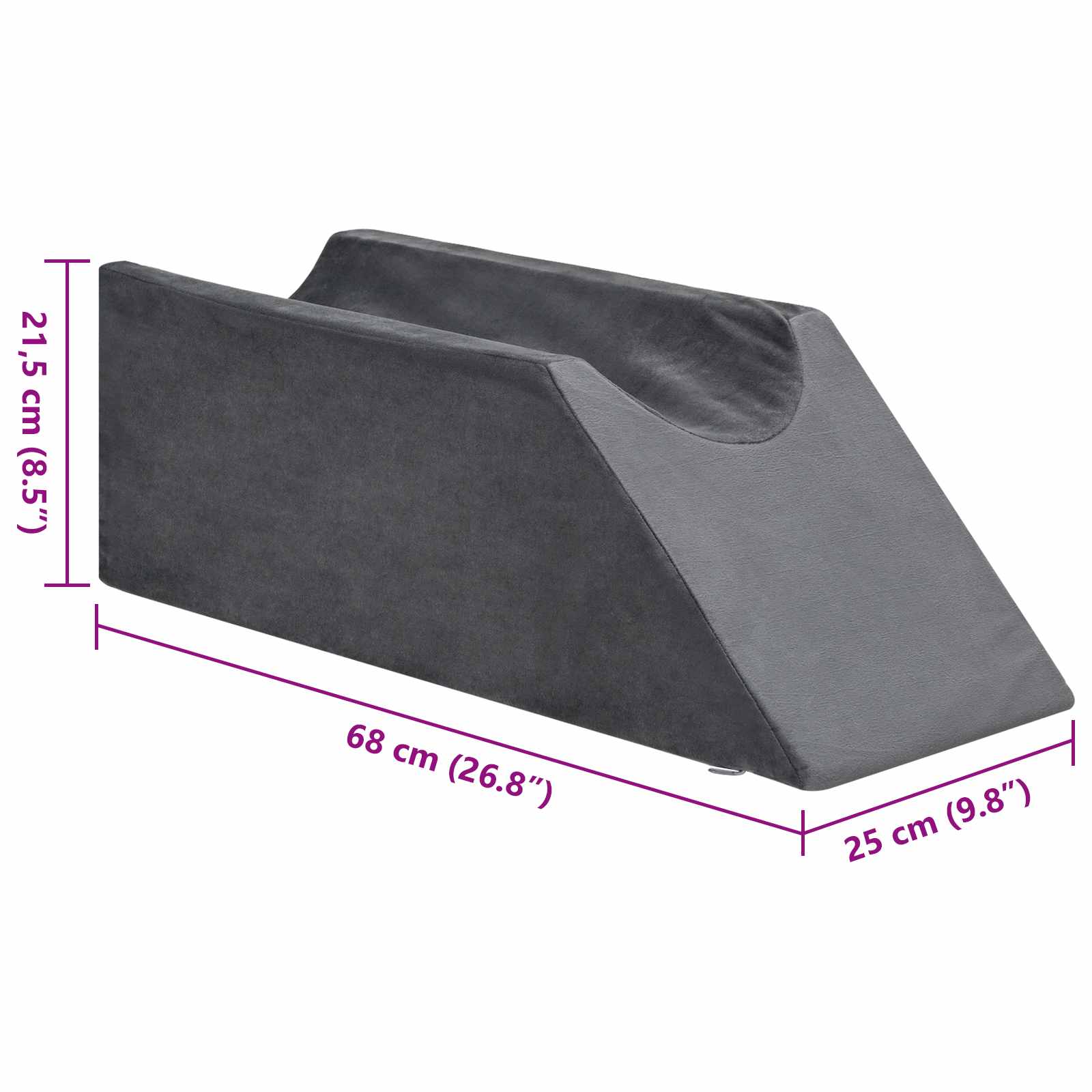 Koja pagalvė 68 x 25 x 21,5 cm Tvirtas PU putos Pilka