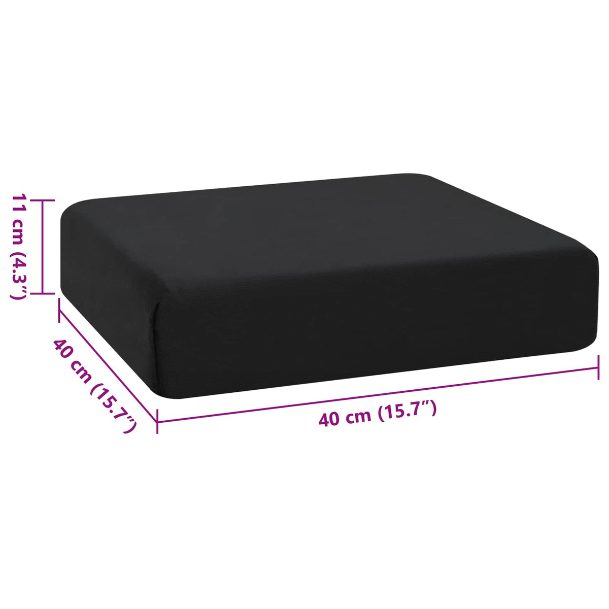 Sėdynės pagalvėlė 40 x 40 x 11 cm PU putos Juoda