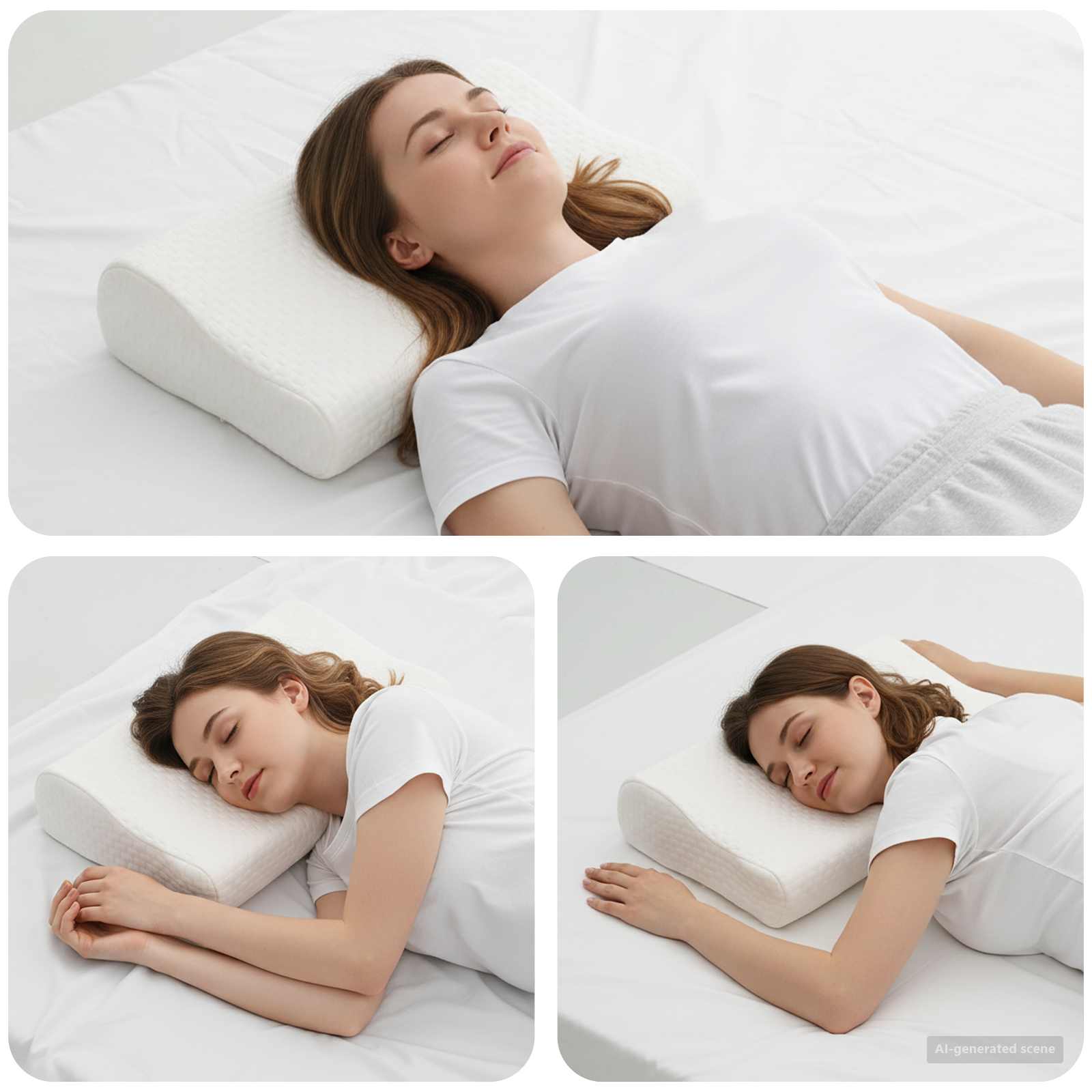 Memory Foam Sleeping Pillow White 50 x 30 x 10.5 cm