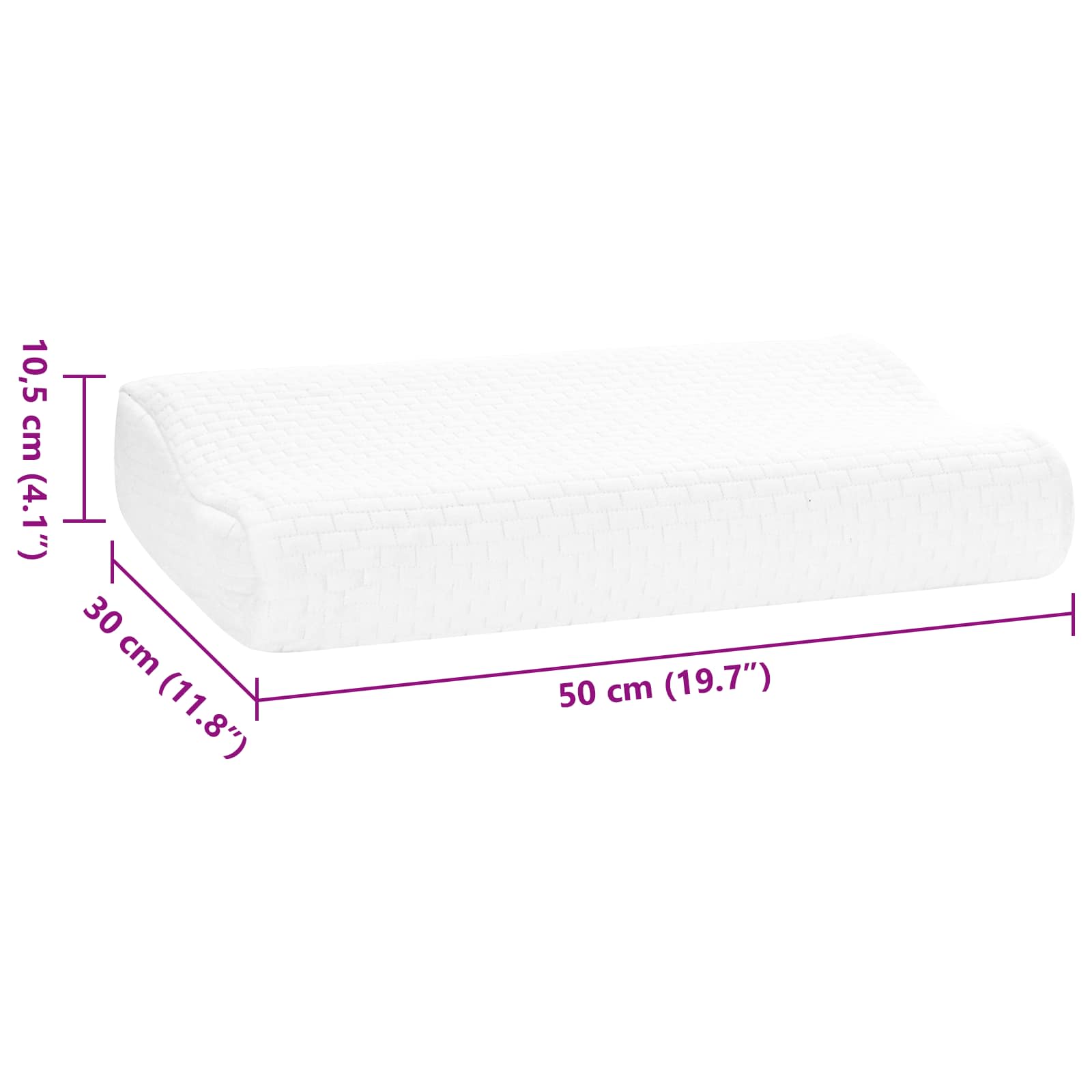 Memory Foam Sleeping Pillow White 50 x 30 x 10.5 cm