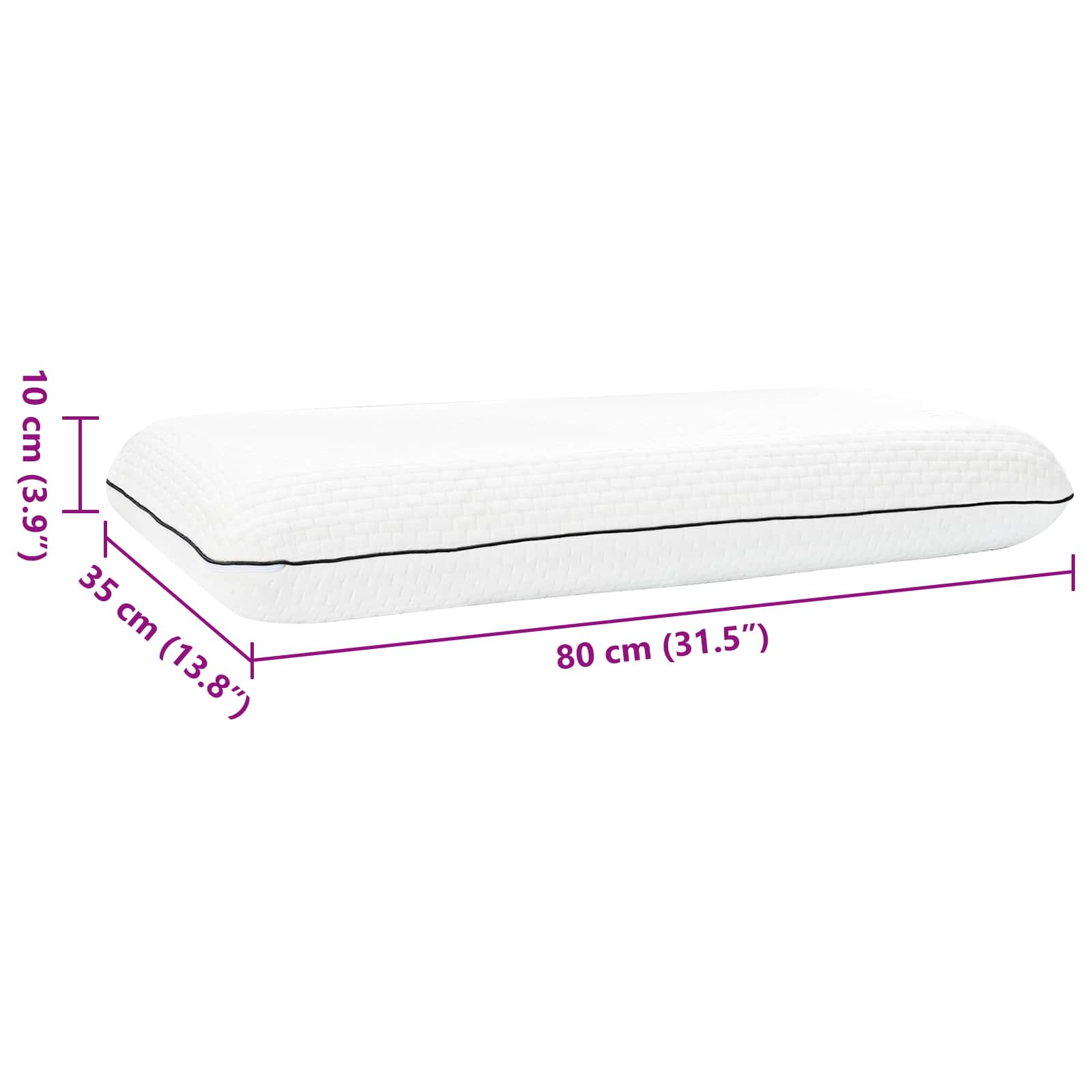 Miegamoji pagalvė Paprastas Balta 80 x 35 x 10 cm Gelio putos