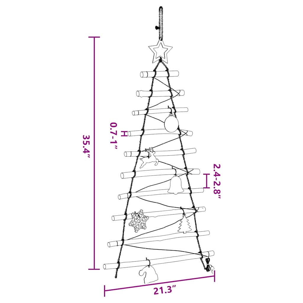 Kalėdų eglutė su 30 LED Natūrali 90 cm masyvi uosio mediena