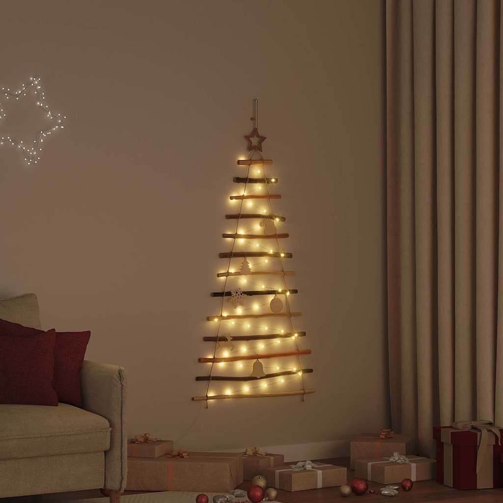 Kalėdų eglutė su 50 LED Natūrali 120 cm masyvi uosio mediena