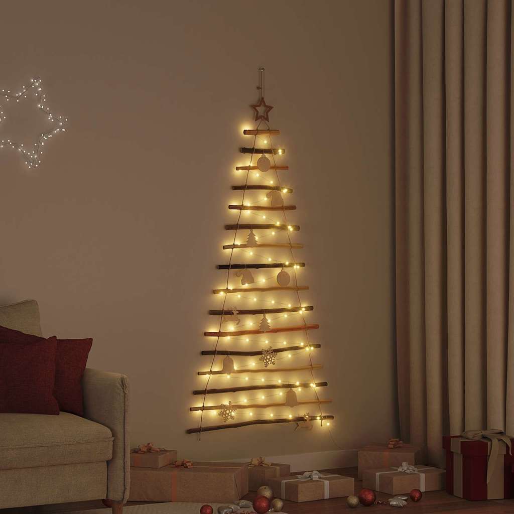 Kalėdų eglutė su 80 LED Natūrali 150 cm masyvi uosio mediena