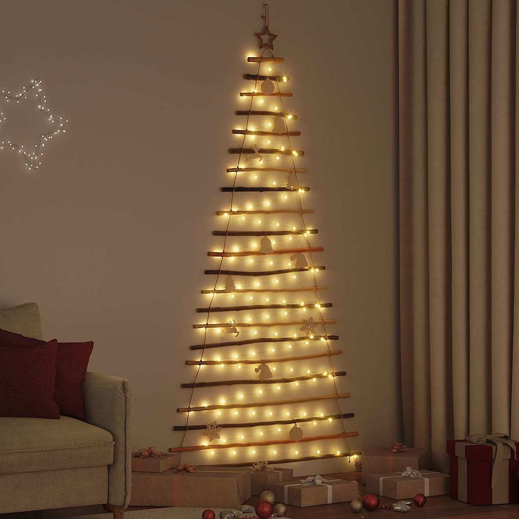 Kalėdų eglutė su 130 LED Natūrali 210 cm masyvi uosio mediena