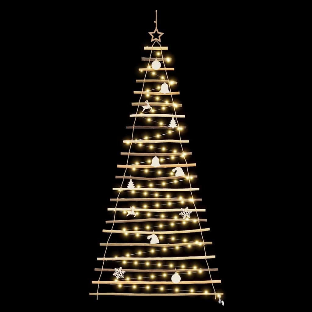 Kalėdų eglutė su 130 LED Natūrali 210 cm masyvi uosio mediena