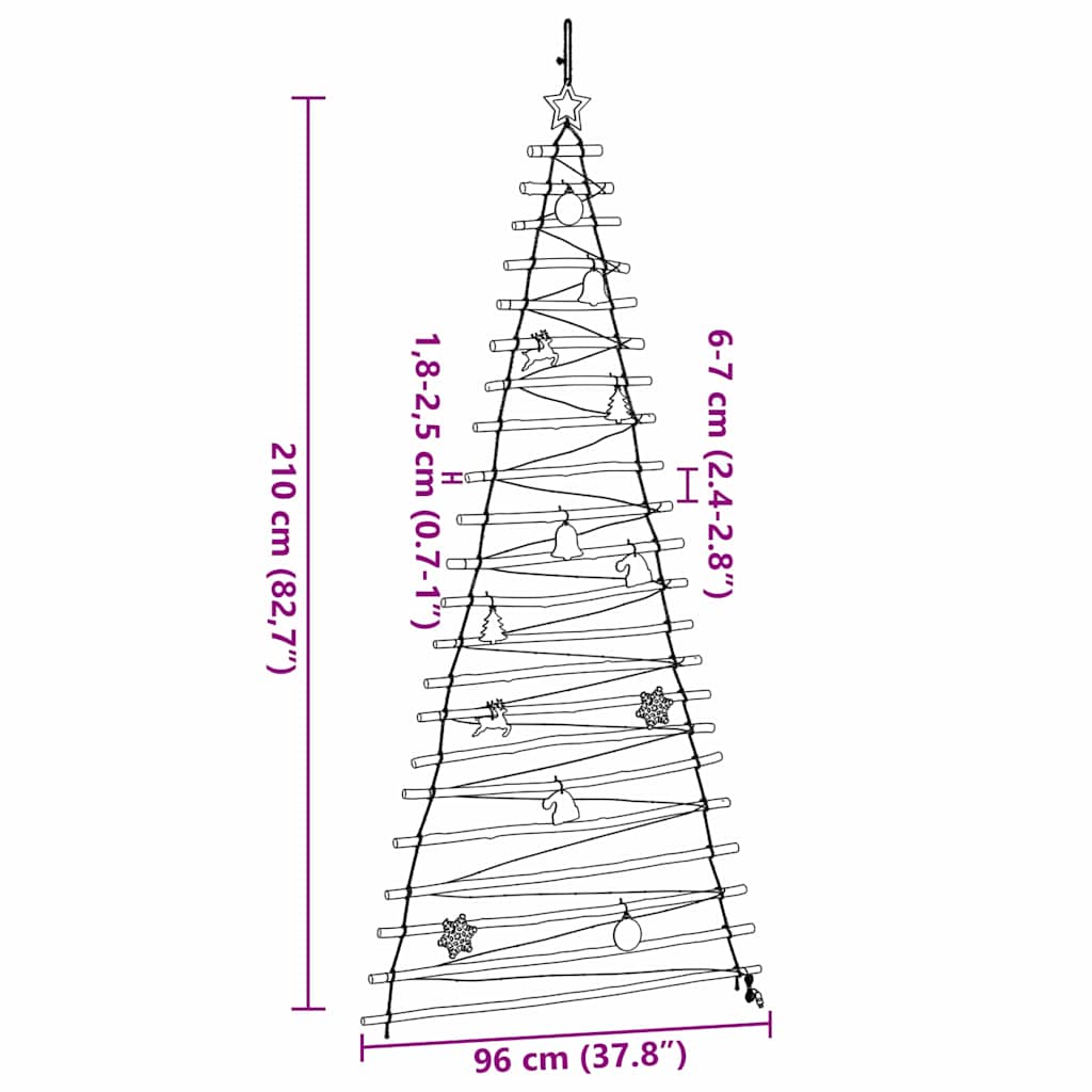 Kalėdų eglutė su 130 LED Natūrali 210 cm masyvi uosio mediena