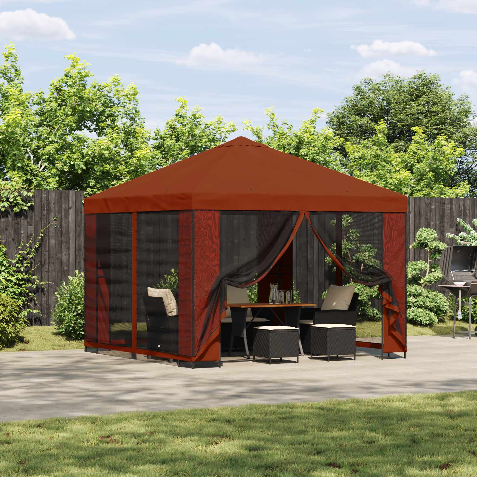 Pavėsinė 3 x 3 m Terakotos Poliesteris ir plienas 190 gsm