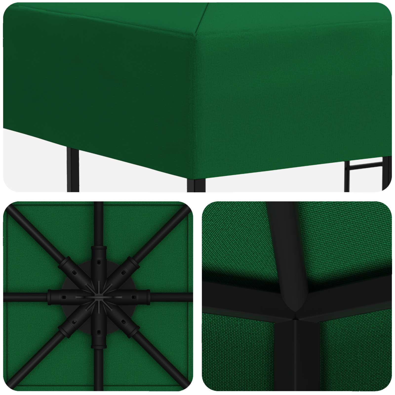 Pavėsinė 3 x 3 m Žalia Poliesteris ir plienas 190 gsm