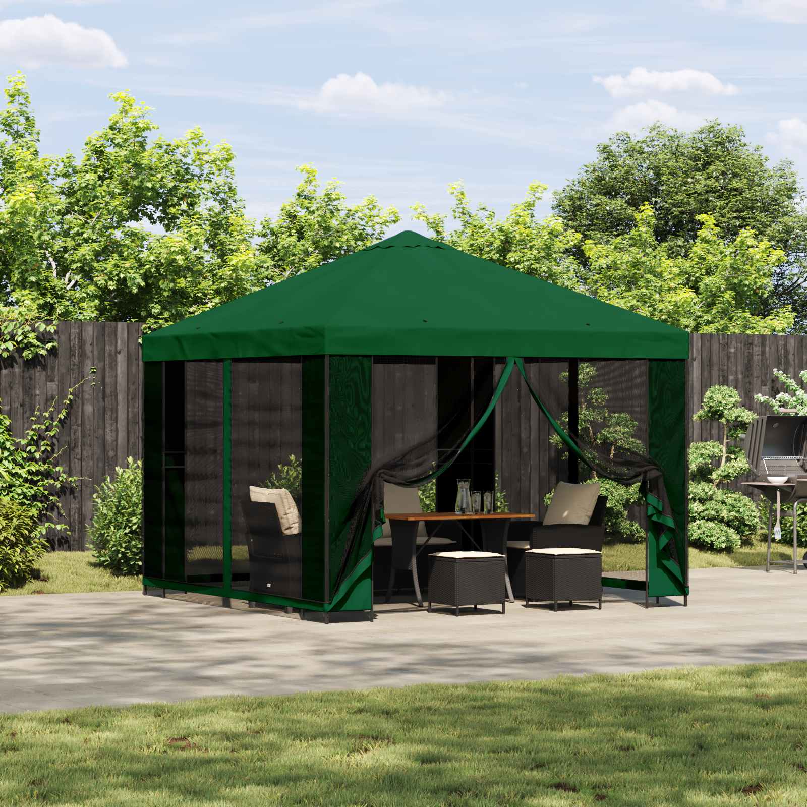 Pavėsinė 3 x 3 m Žalia Poliesteris ir plienas 190 gsm