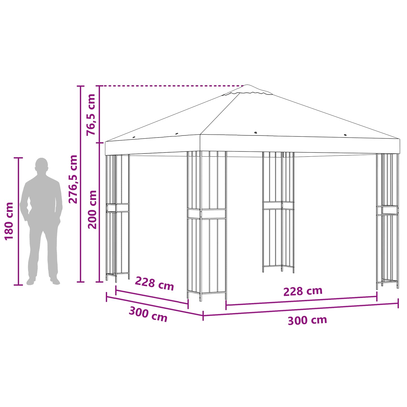 Pavėsinė 3 x 3 m Geltona Poliesteris ir plienas 190 gsm