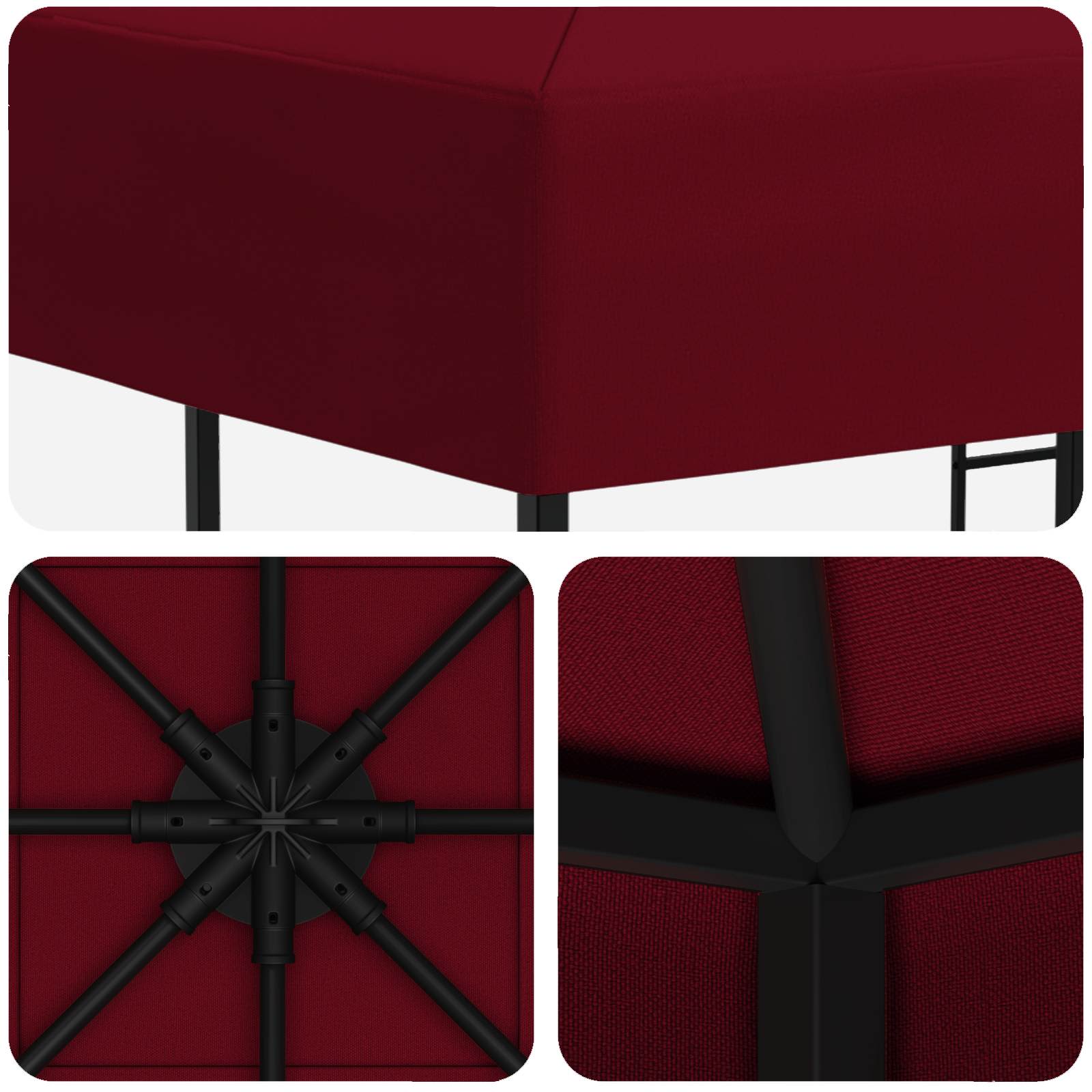 Pavėsinė 3 x 3 m Vyšninė Poliesteris ir plienas 190 gsm