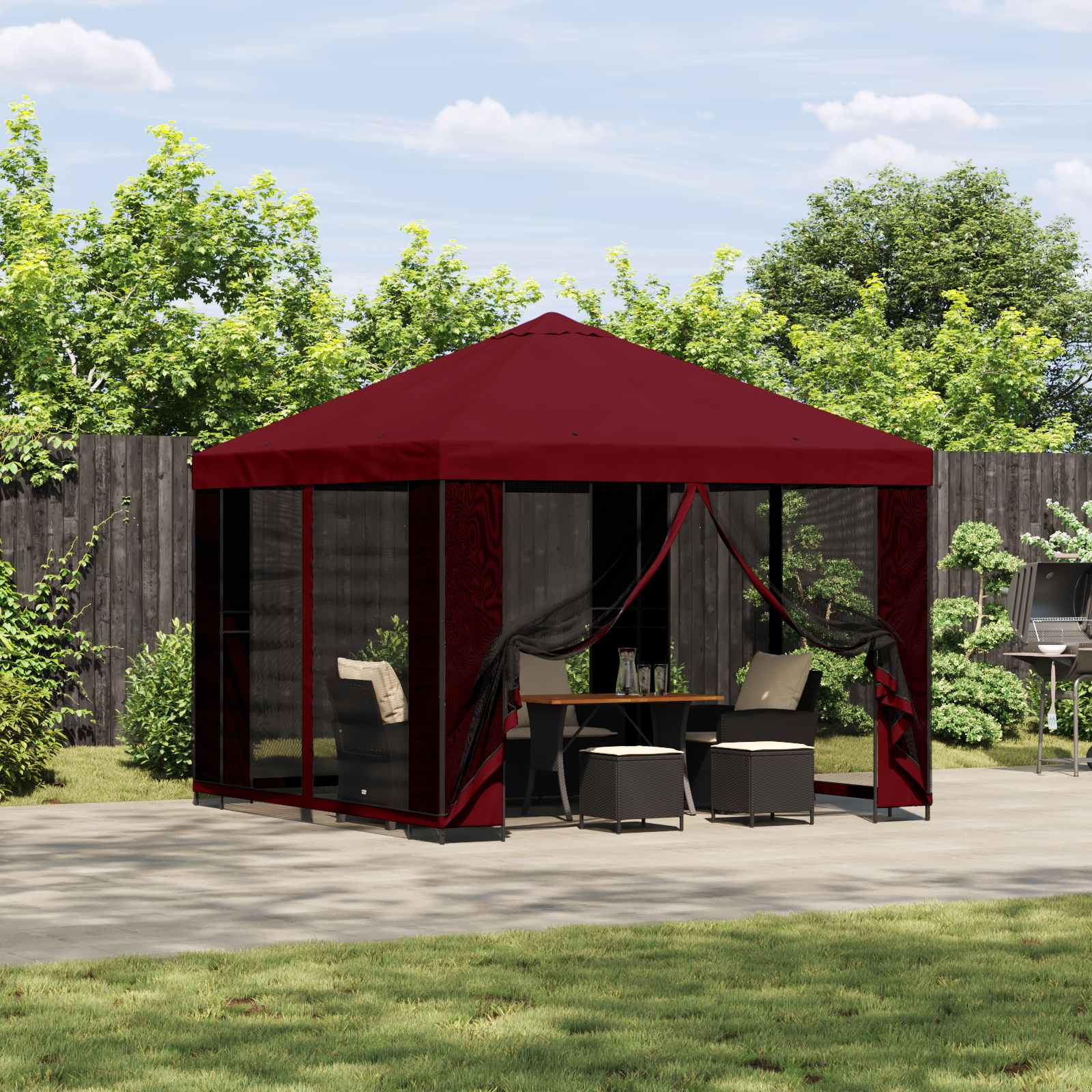 Pavėsinė 3 x 3 m Vyšninė Poliesteris ir plienas 190 gsm