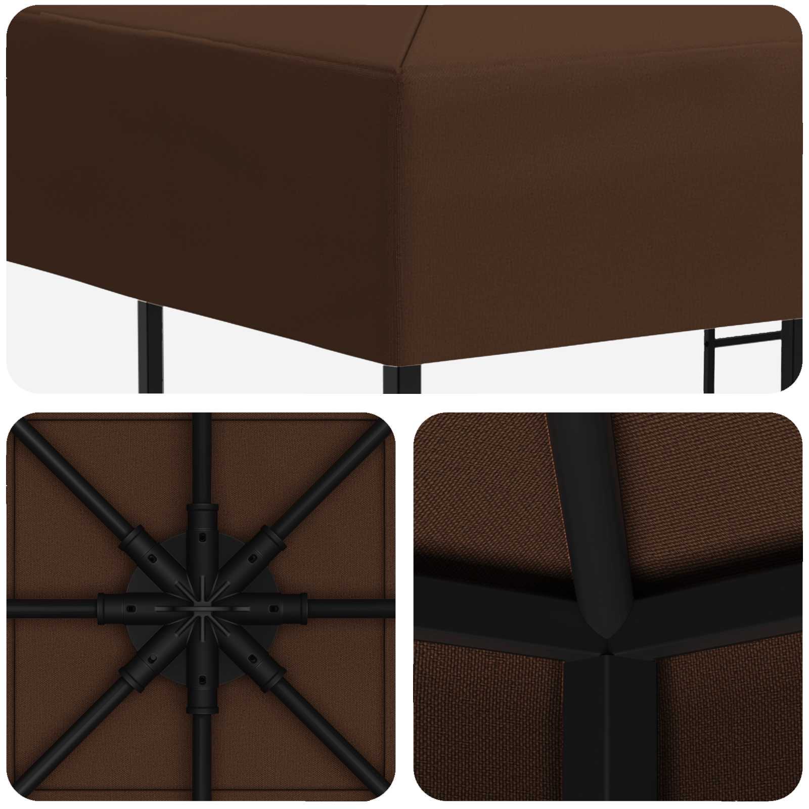 Pavėsinė 3 x 3 m Ruda Poliesteris ir plienas 190 gsm