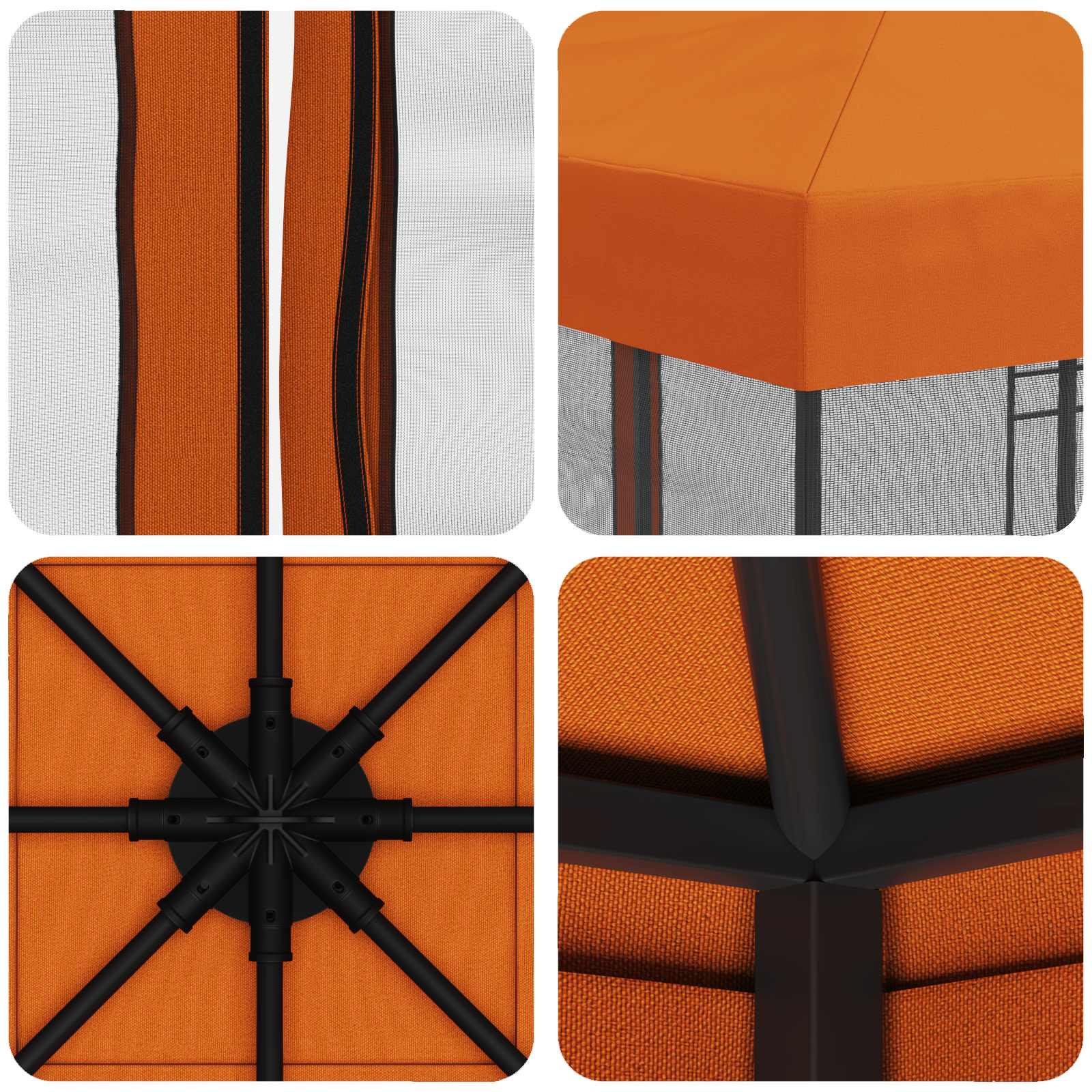 Sodo pavėsinė su šoninėmis sienelėmis 3 x 3 m Oranžinė