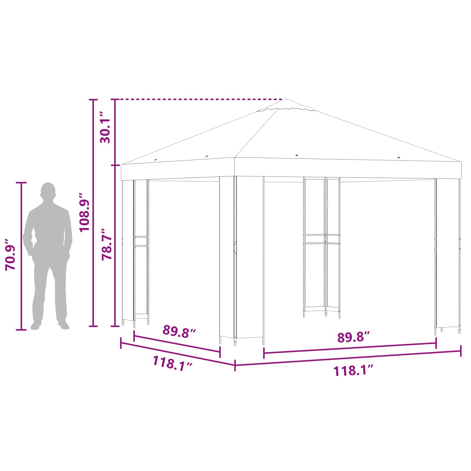 Pavėsinė 3 x 3 m Terakotos Poliesteris ir plienas 190