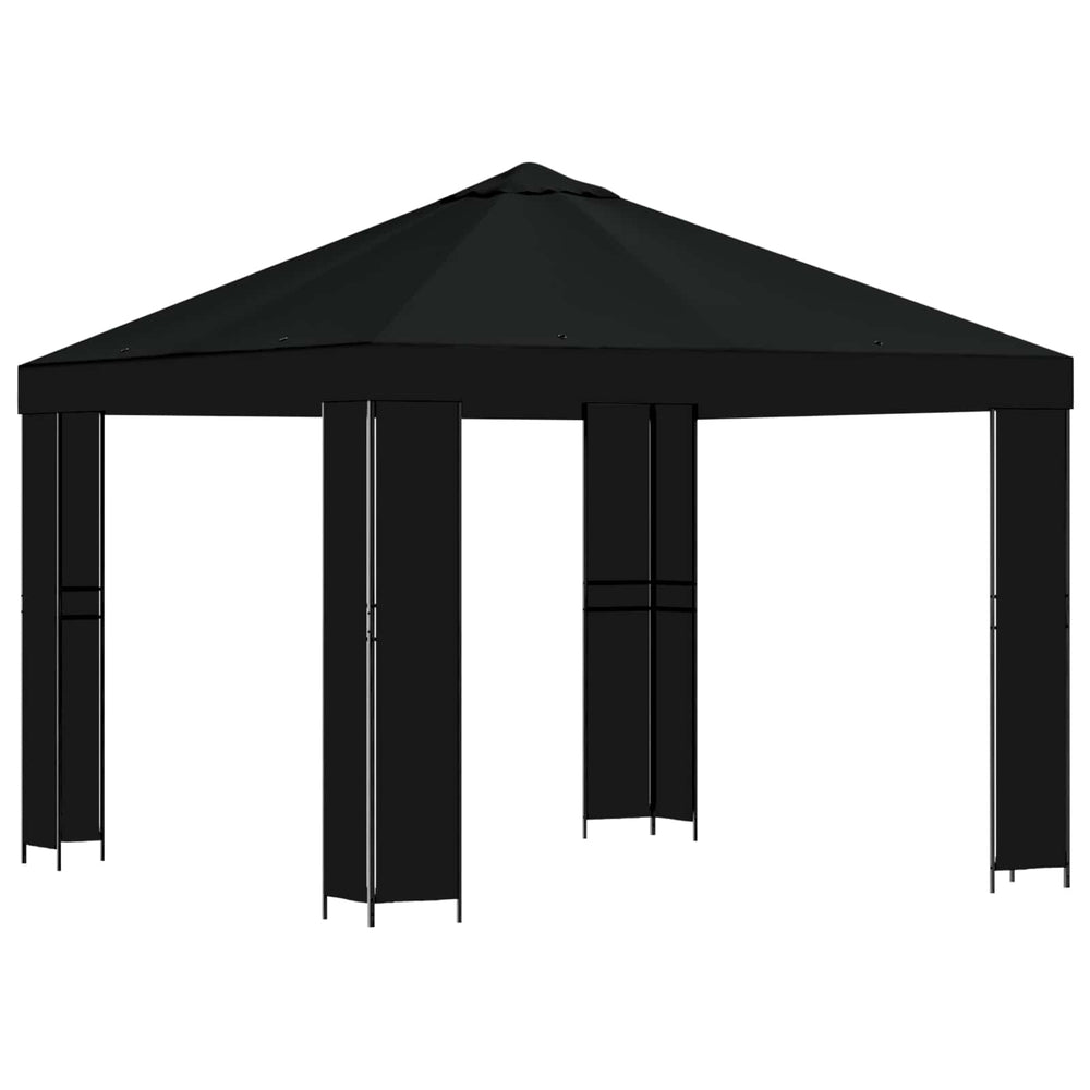 Pavėsinė 3 x 3 m Juoda Poliesteris ir plienas 190