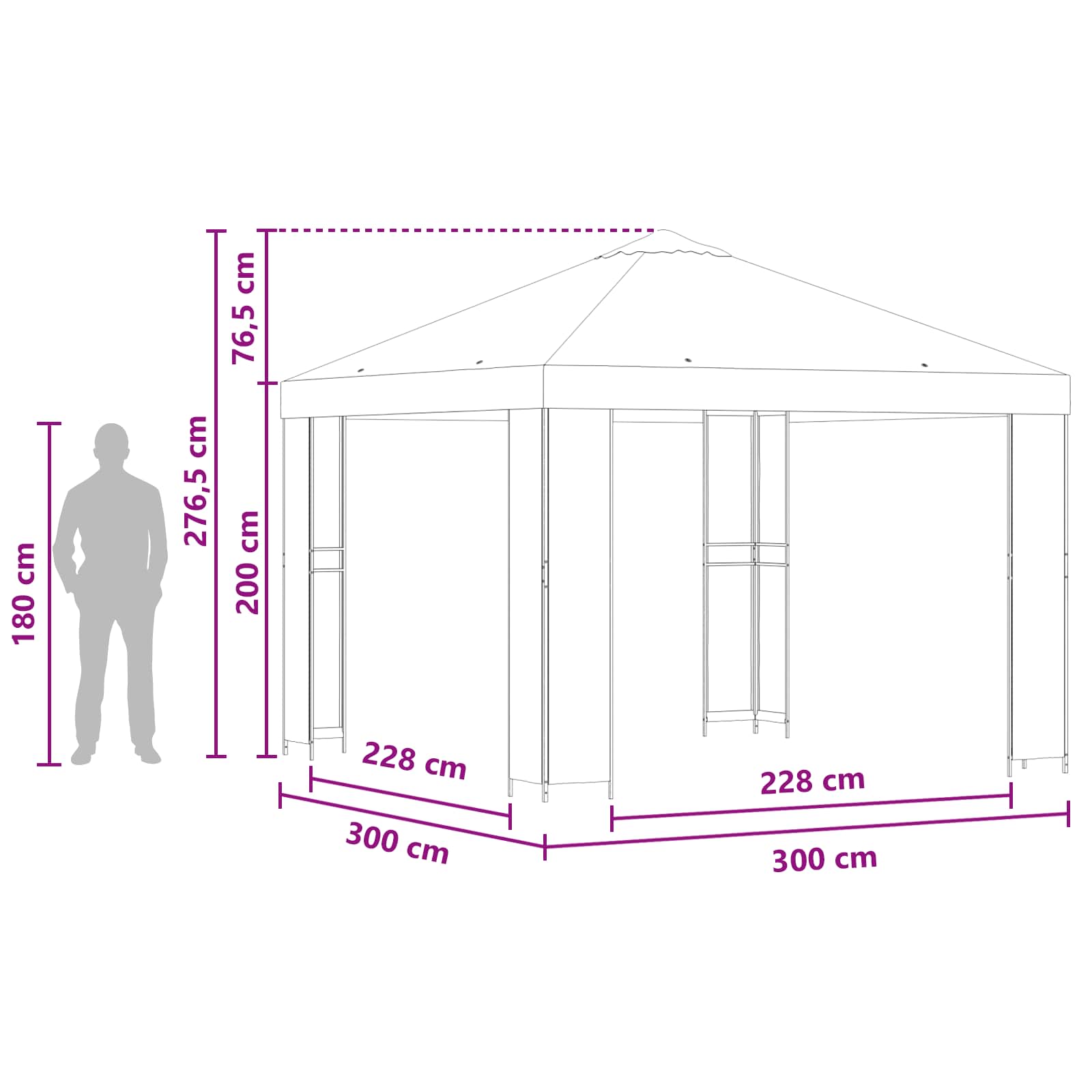 Pavėsinė 3 x 3 m Vyšninė Poliesteris ir plienas 190