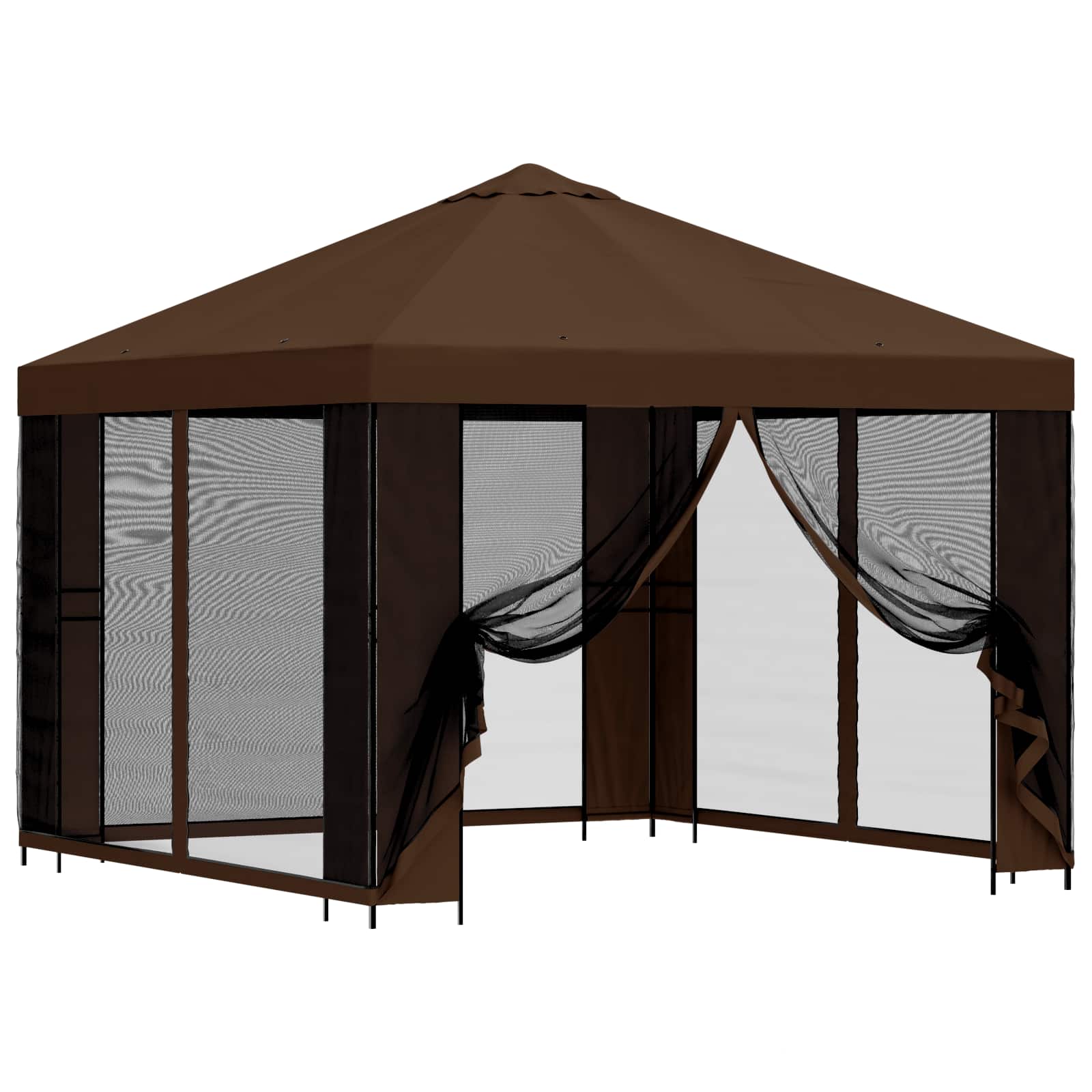 Dārza lapene ar sānu sienām 3 x 3 m Brūna