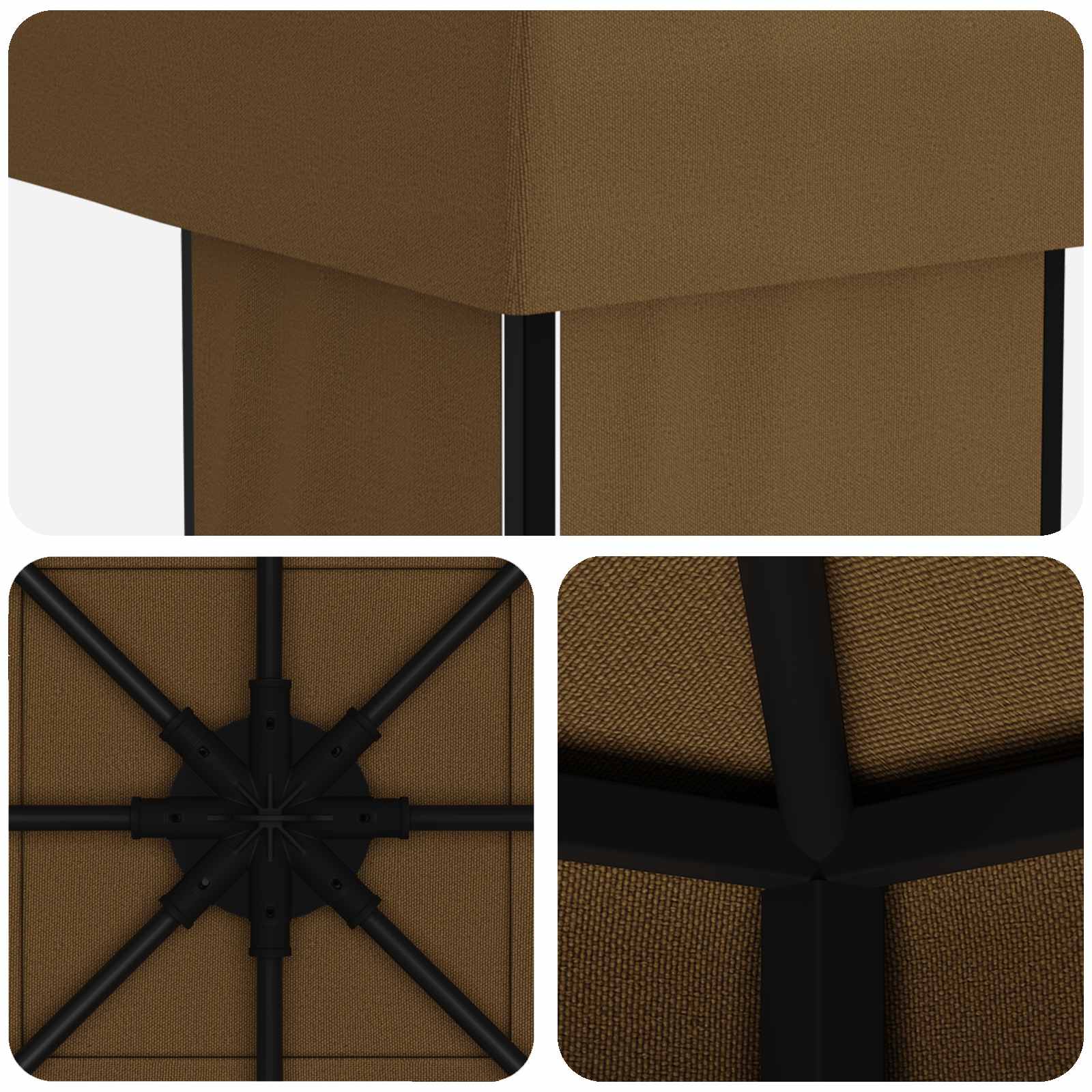 Pavėsinė 4 × 3 m Taupe Poliesteris ir plienas 190
