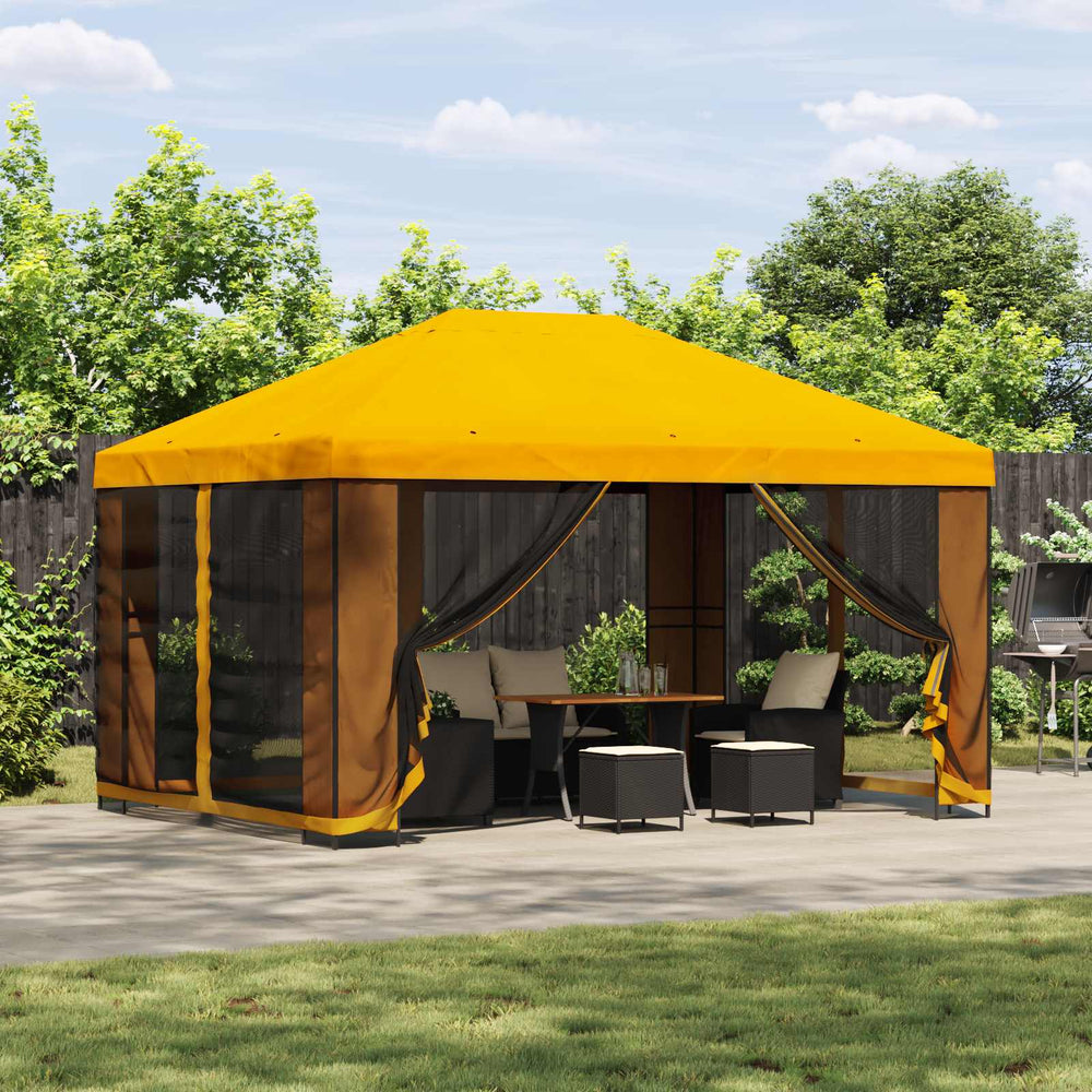 Pavėsinė 4 × 3 m Geltona Poliesteris ir plienas 190