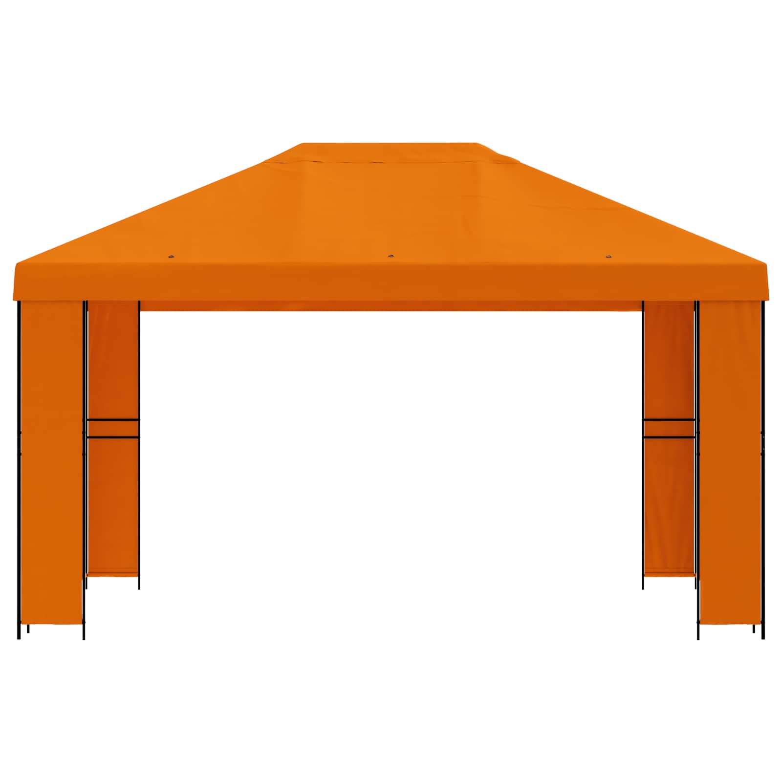 Pavėsinė 4 × 3 m Oranžinė Poliesteris ir plienas 190
