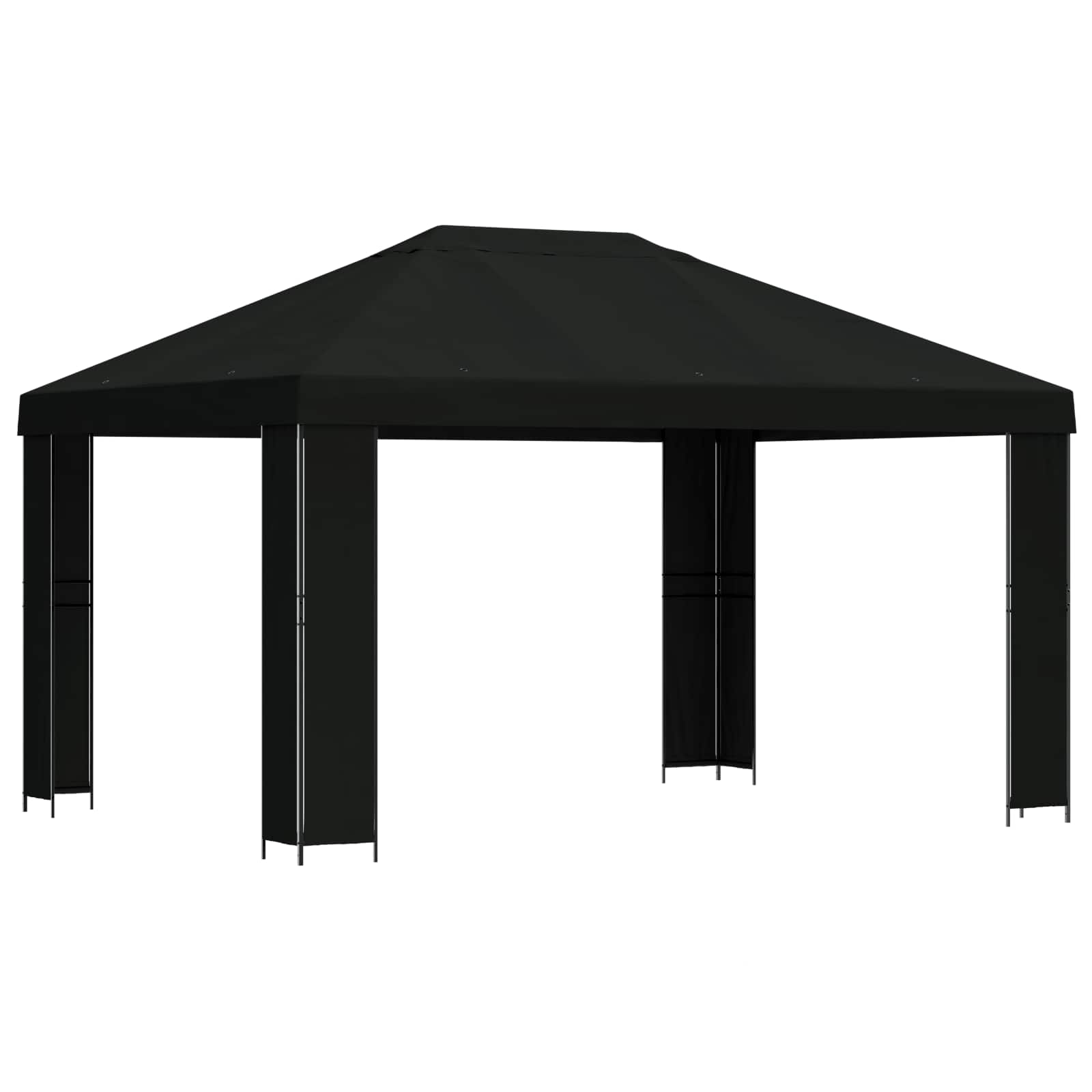 Pavėsinė 4 × 3 m Juoda Poliesteris ir plienas 190
