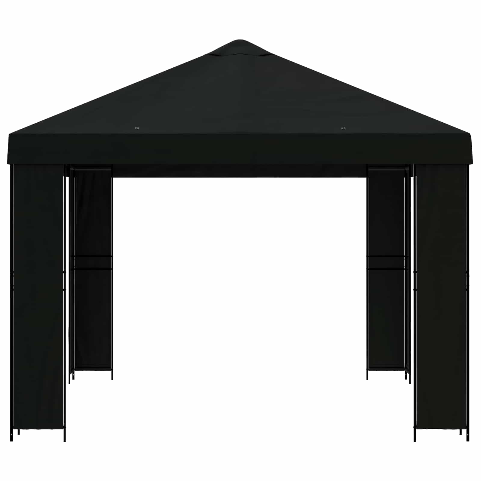 Pavėsinė 4 × 3 m Juoda Poliesteris ir plienas 190