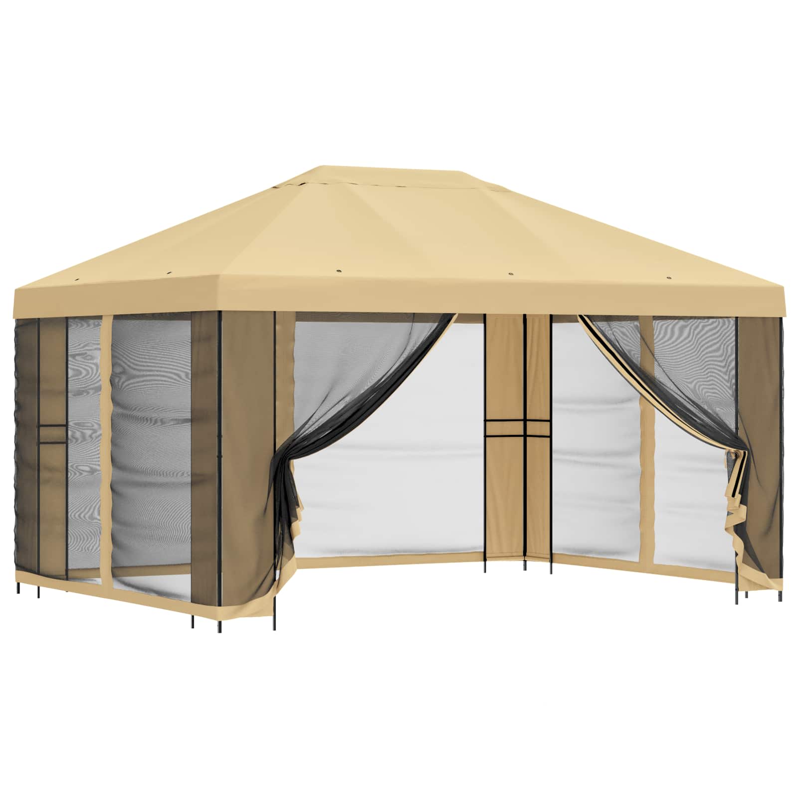 Dārza lapene ar sānu sienām 4 × 3 m Krēmkrāsas